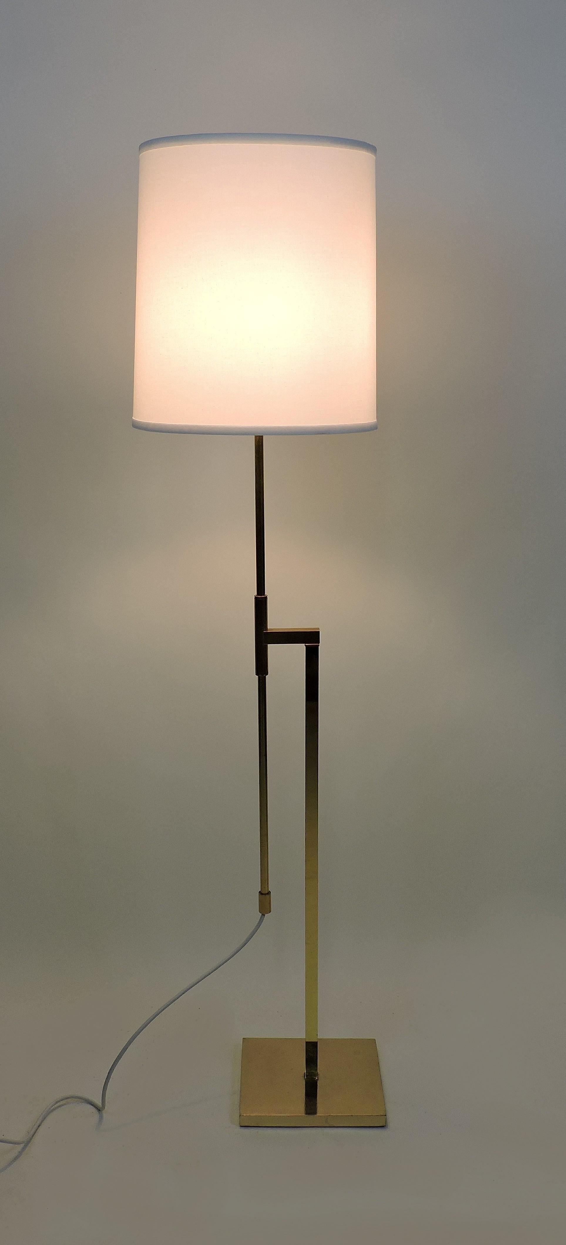 Mid-Century Modern Adjustable Minimalist Brass Floor Lamp by Laurel 1