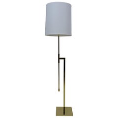 Mid-Century Modern Adjustable Minimalist Brass Floor Lamp by Laurel