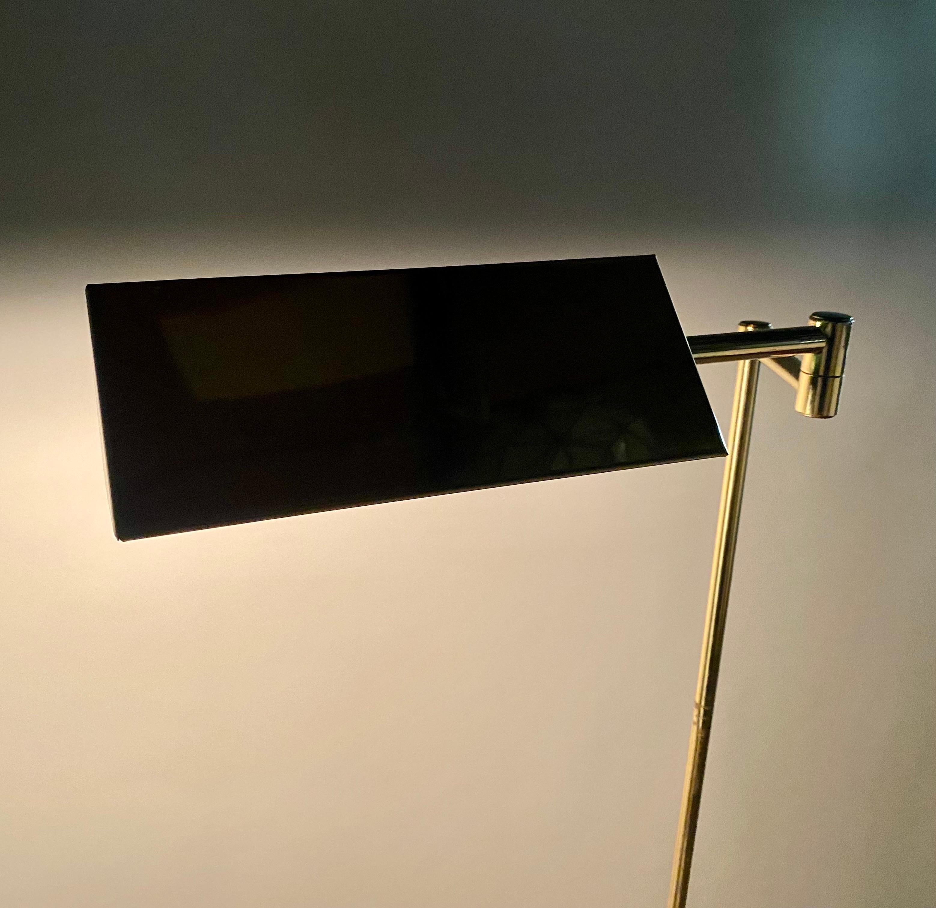Mid-Century Modern Adjustable Pharmacy Brass Floor Lamp  6