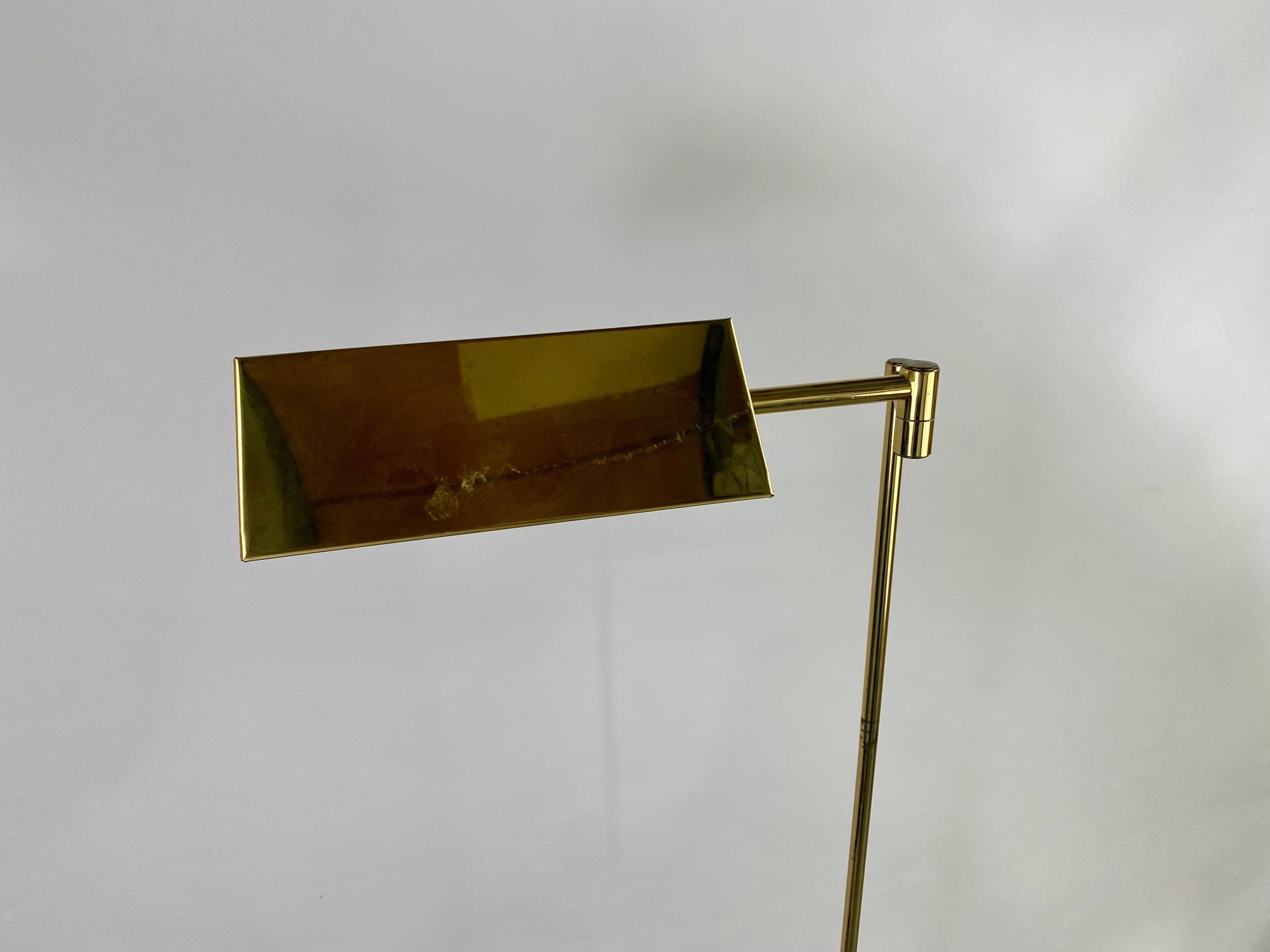 Mid-Century Modern Adjustable Pharmacy Brass Floor Lamp  In Good Condition In Plainview, NY