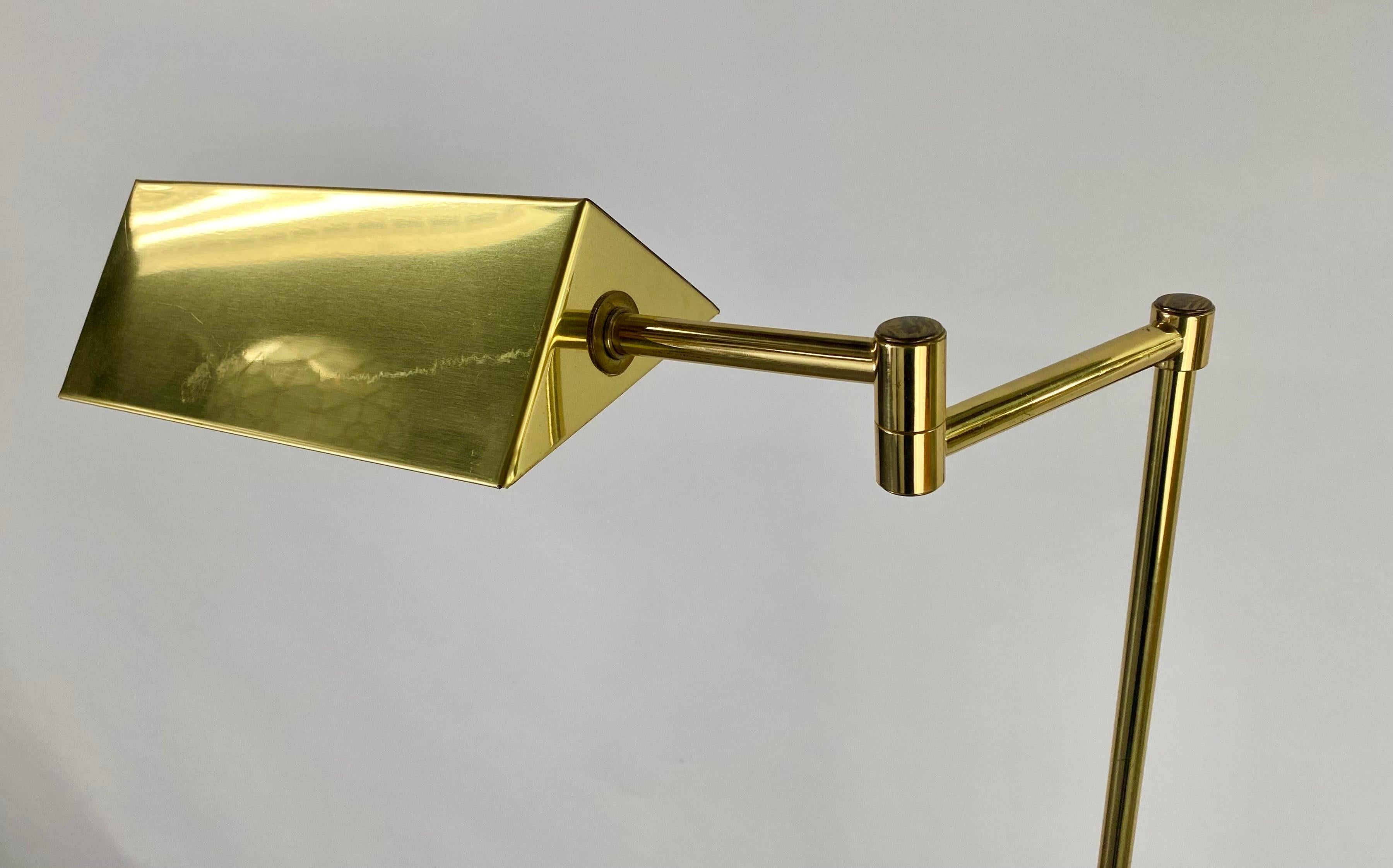 20th Century Mid-Century Modern Adjustable Pharmacy Brass Floor Lamp 