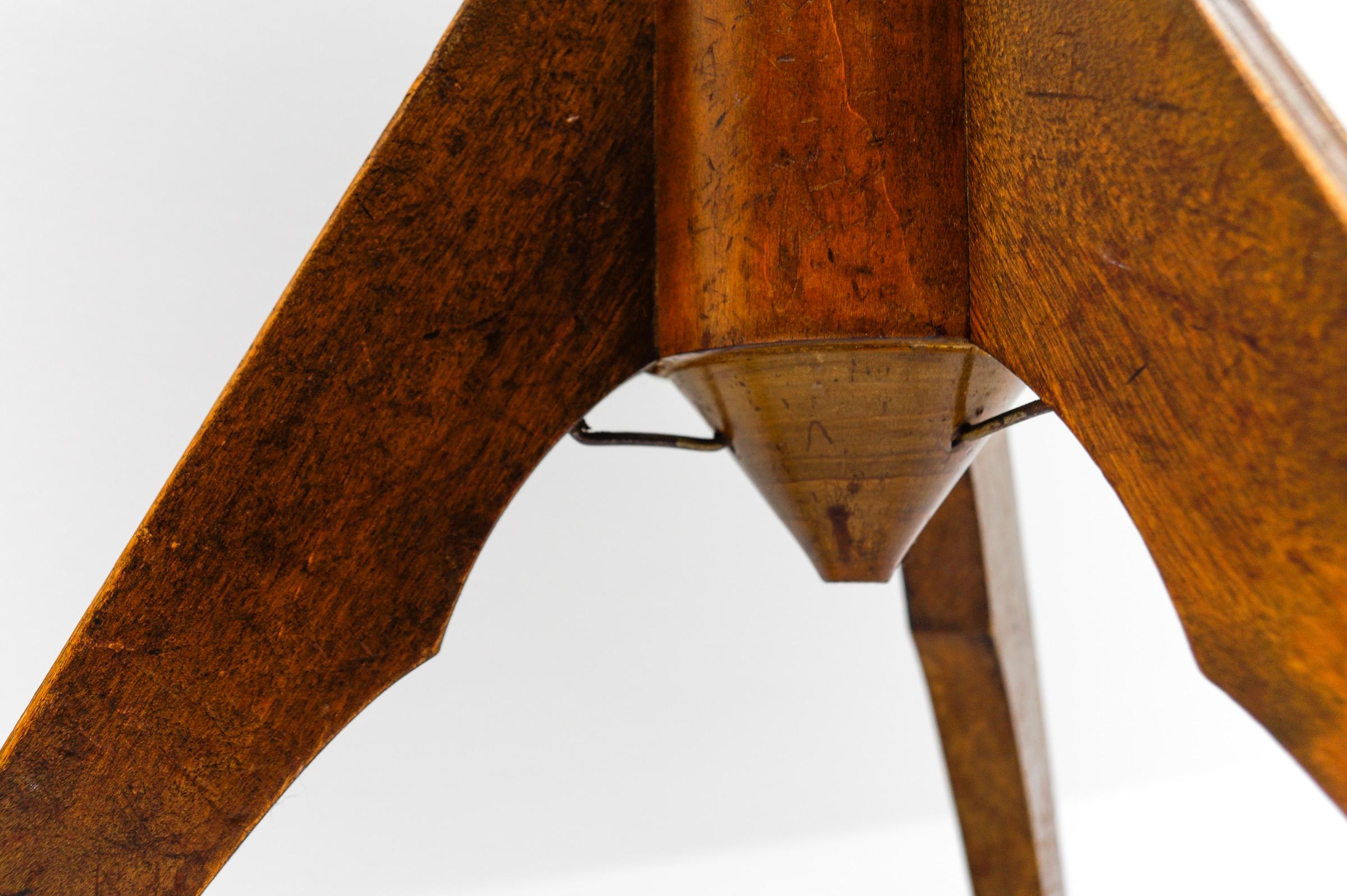 Mid-Century Modern Verstellbarer Klavierhocker aus Leder, Metall und Holz, 1950er Jahre im Angebot 5