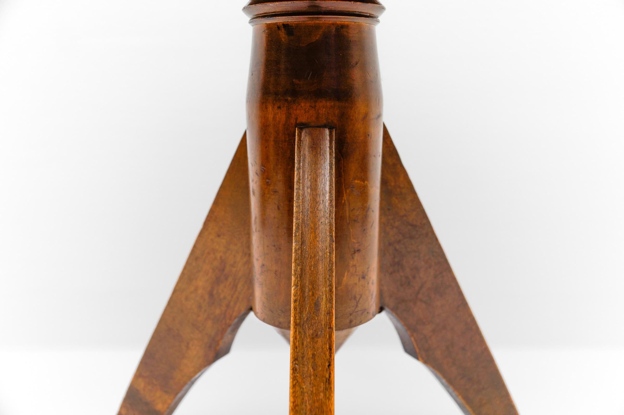 Mid-Century Modern Verstellbarer Klavierhocker aus Leder, Metall und Holz, 1950er Jahre (Mitte des 20. Jahrhunderts) im Angebot