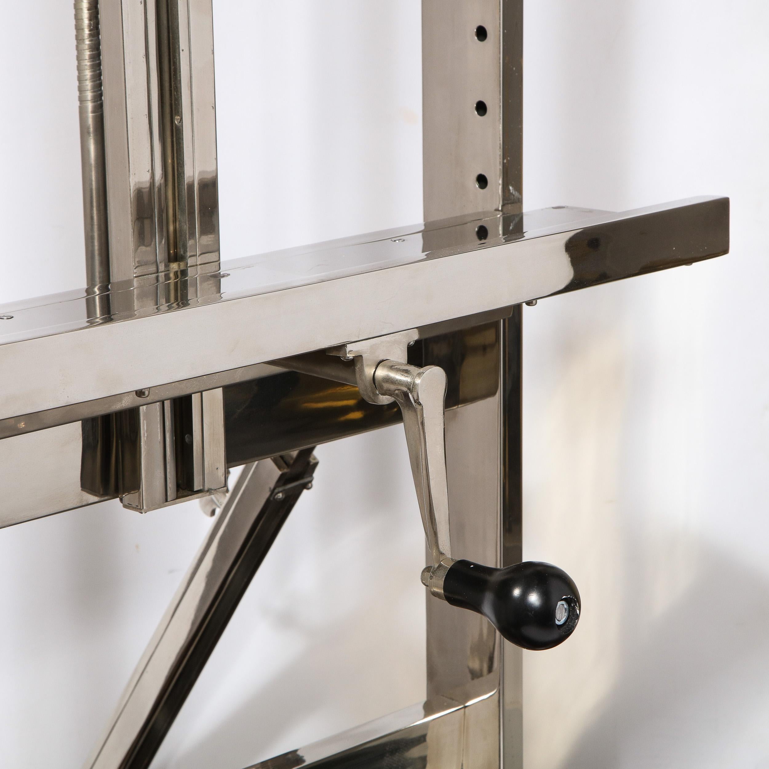 Mid-Century Modern Adjustable Polished Chrome Easel on Castors 3