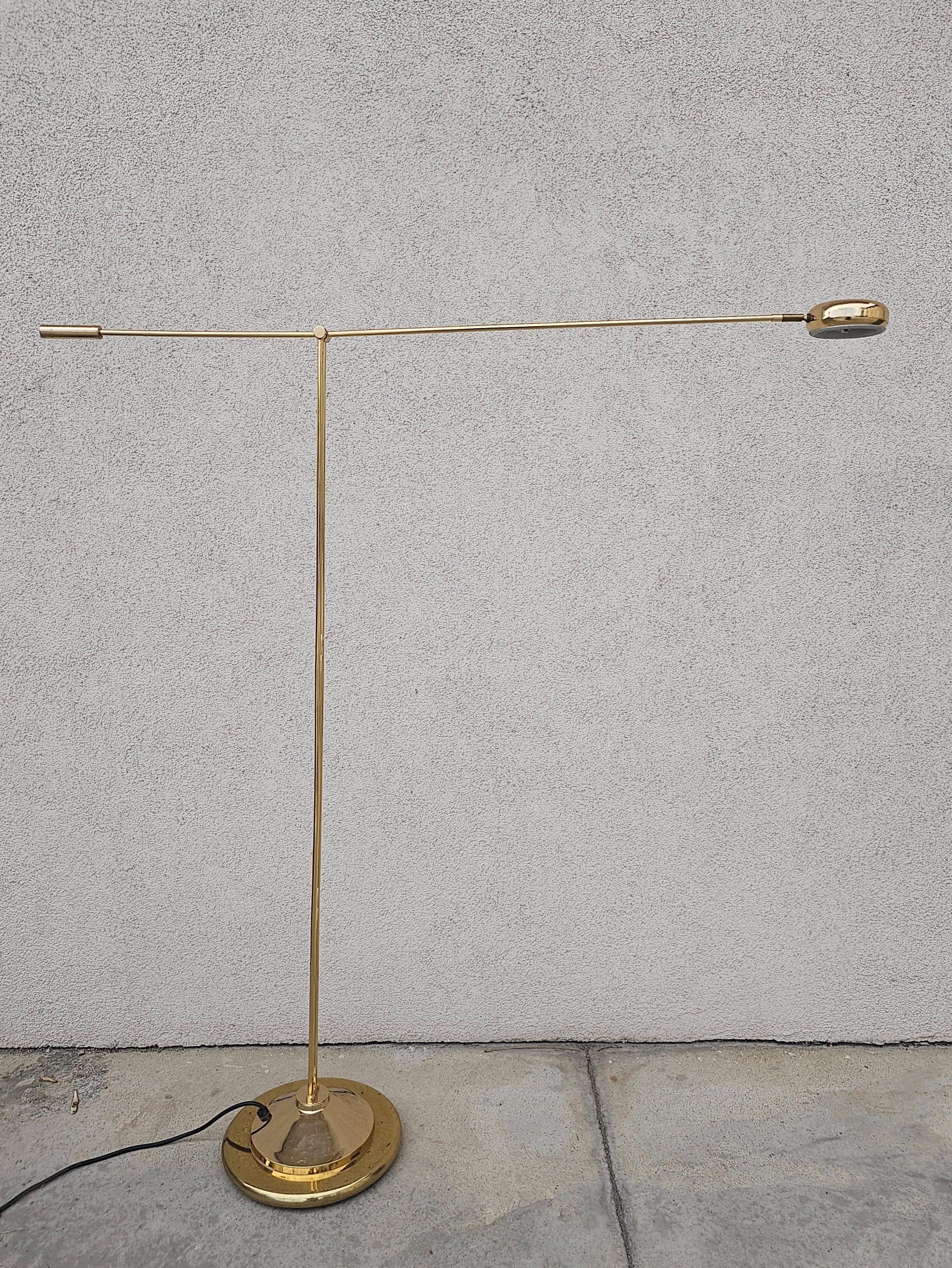 Mid Century Modern Adjustable Sleek Brass Floor Lamp, Germany 1970s For Sale 5