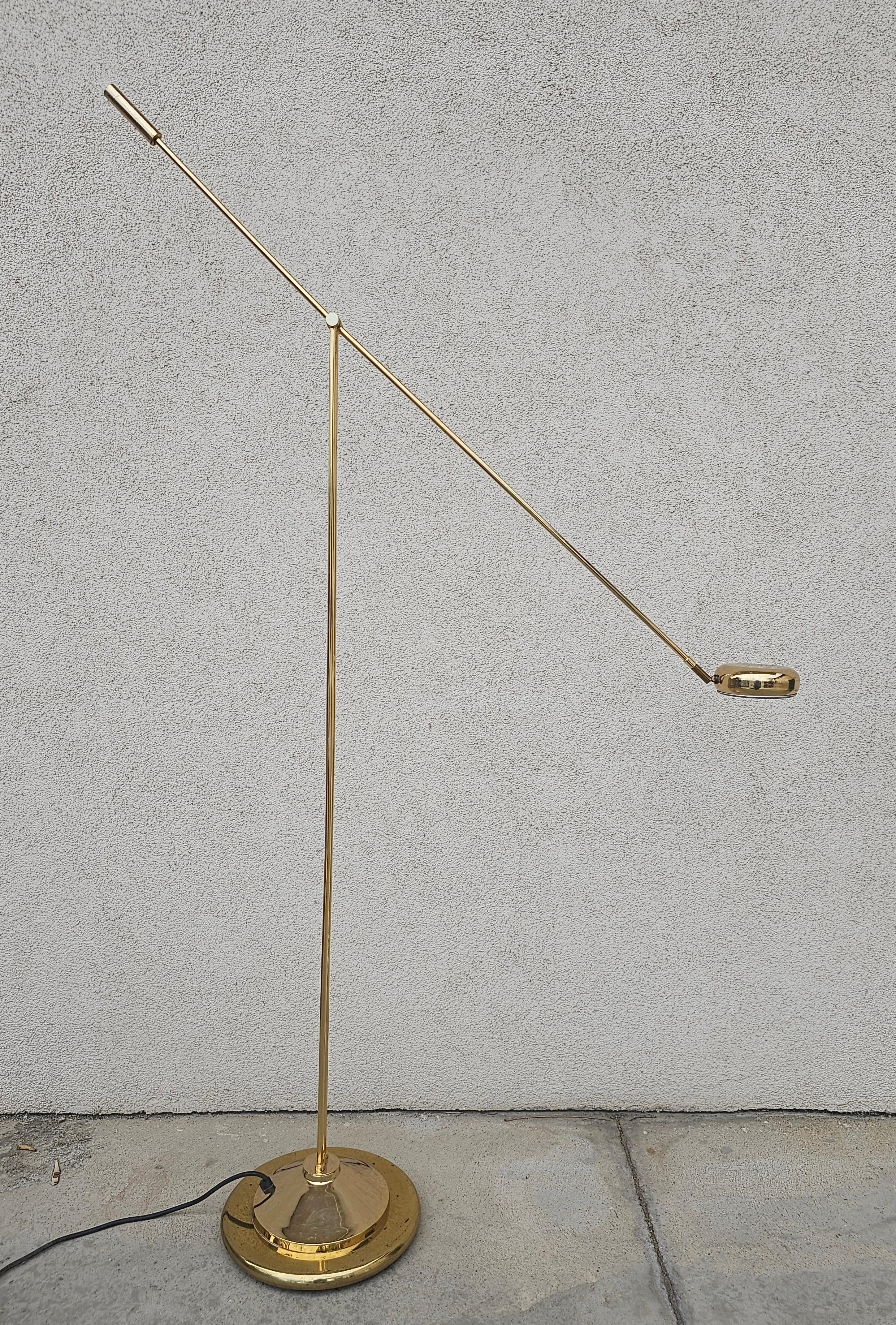 Mid Century Modern Adjustable Sleek Brass Floor Lamp, Germany 1970s For Sale 6