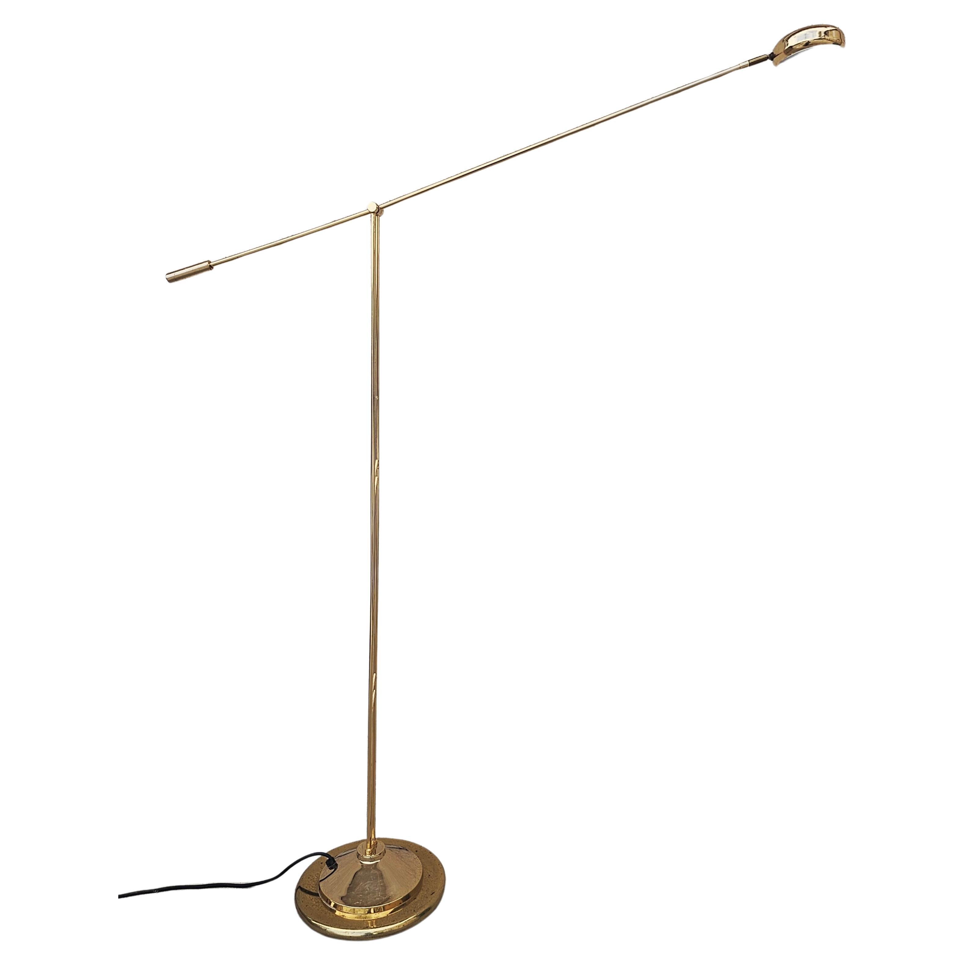 Mid Century Modern Adjustable Sleek Brass Floor Lamp, Germany 1970s For Sale