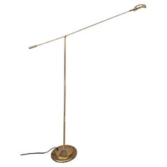 Vintage Mid Century Modern Adjustable Sleek Brass Floor Lamp, Germany 1970s