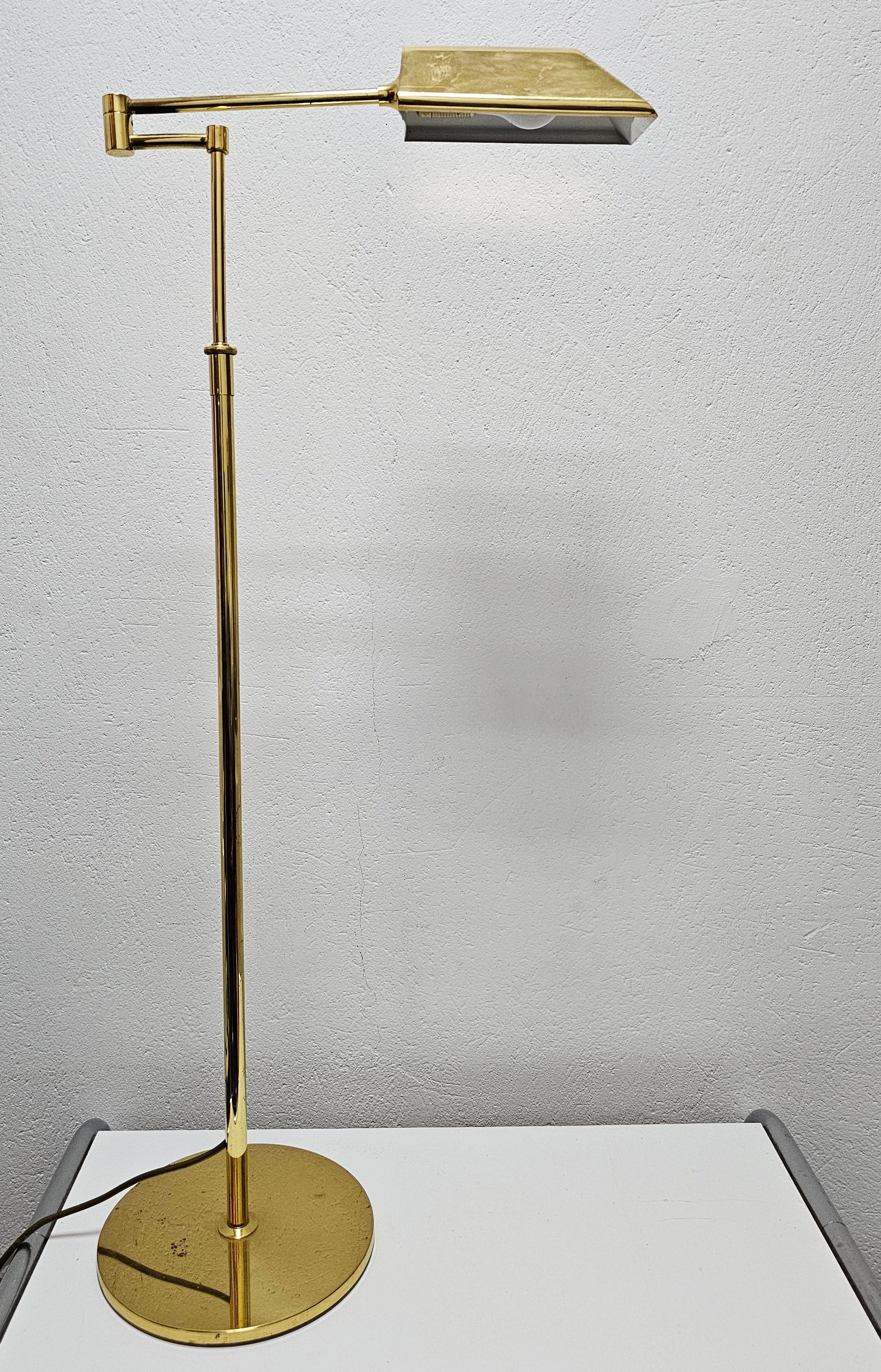 Mid Century Modern Adjustable Swing Arm Floor Lamp done in Brass, Germany 1960s For Sale 5