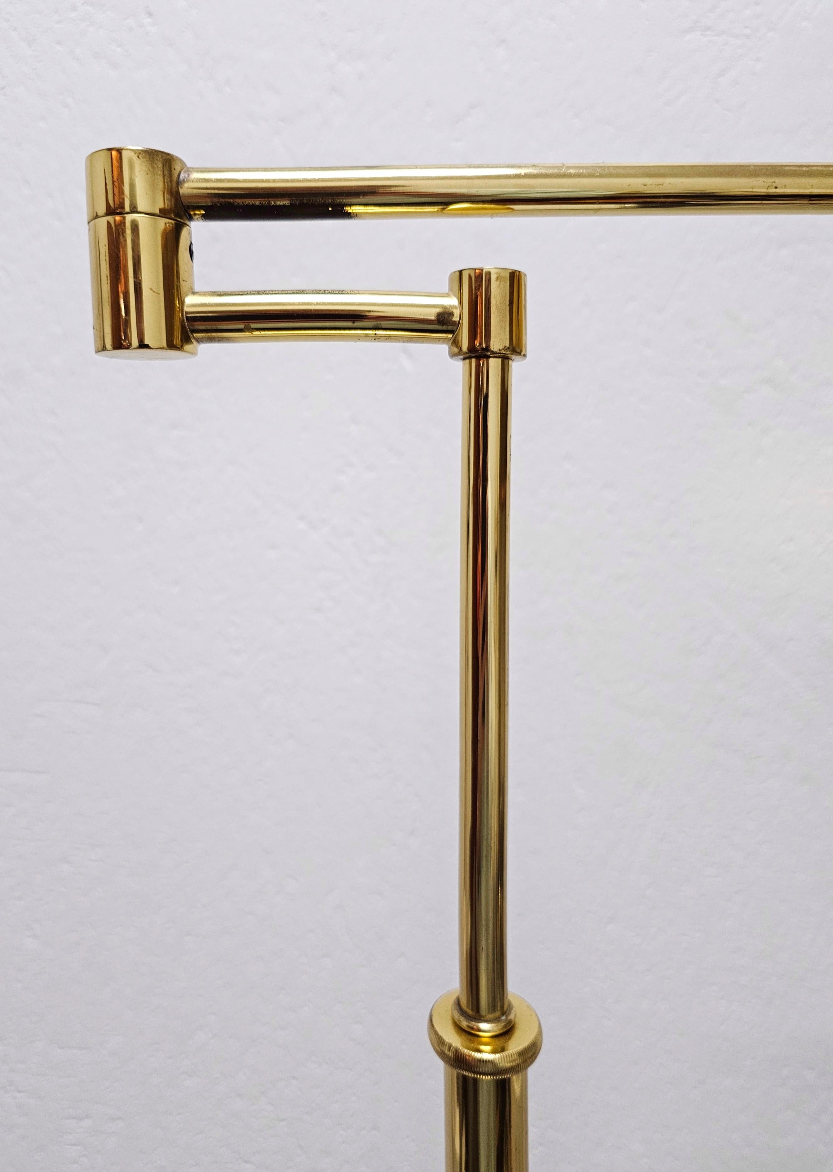Mid Century Modern Adjustable Swing Arm Floor Lamp done in Brass, Germany 1960s For Sale 6