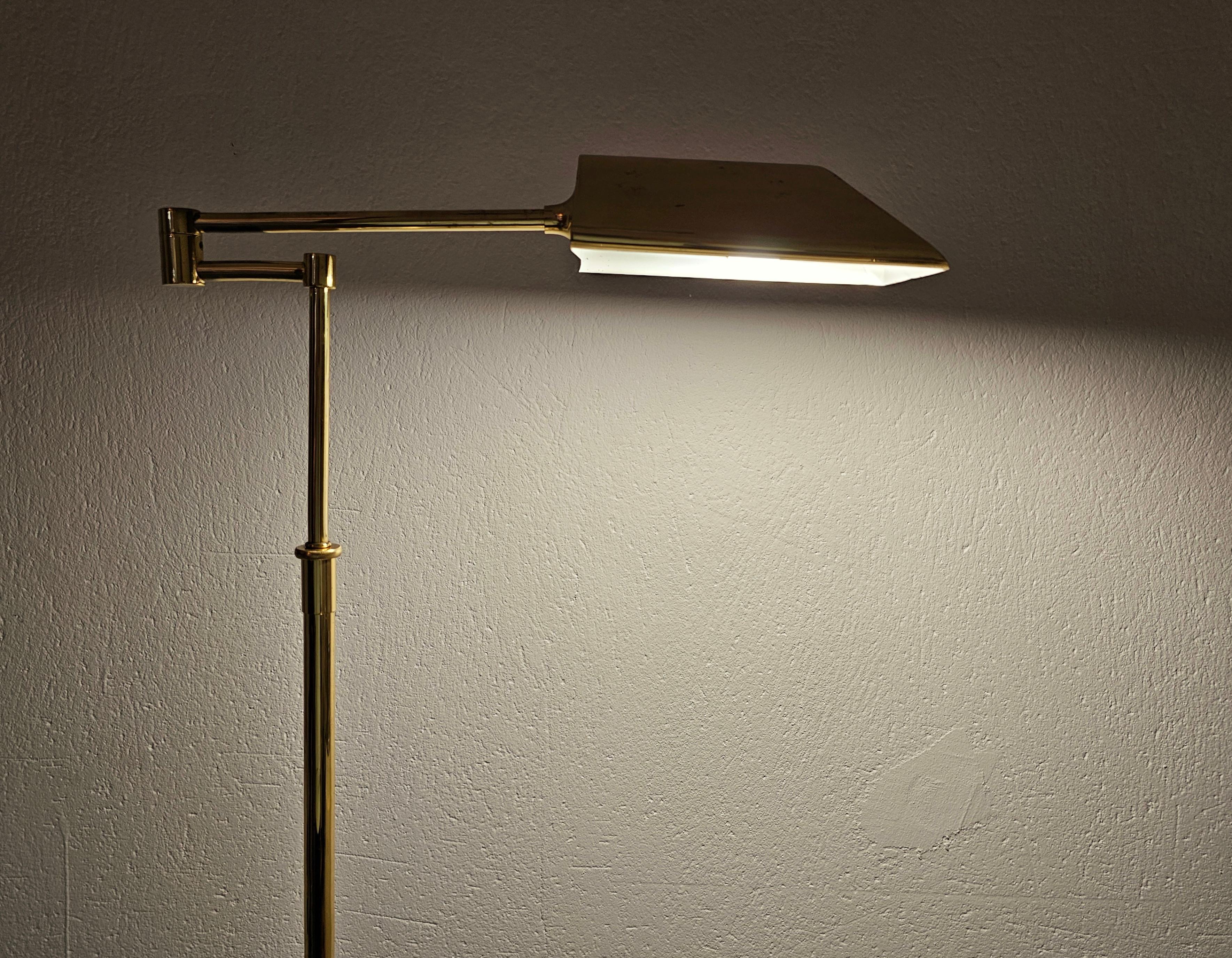 Mid-20th Century Mid Century Modern Adjustable Swing Arm Floor Lamp done in Brass, Germany 1960s For Sale