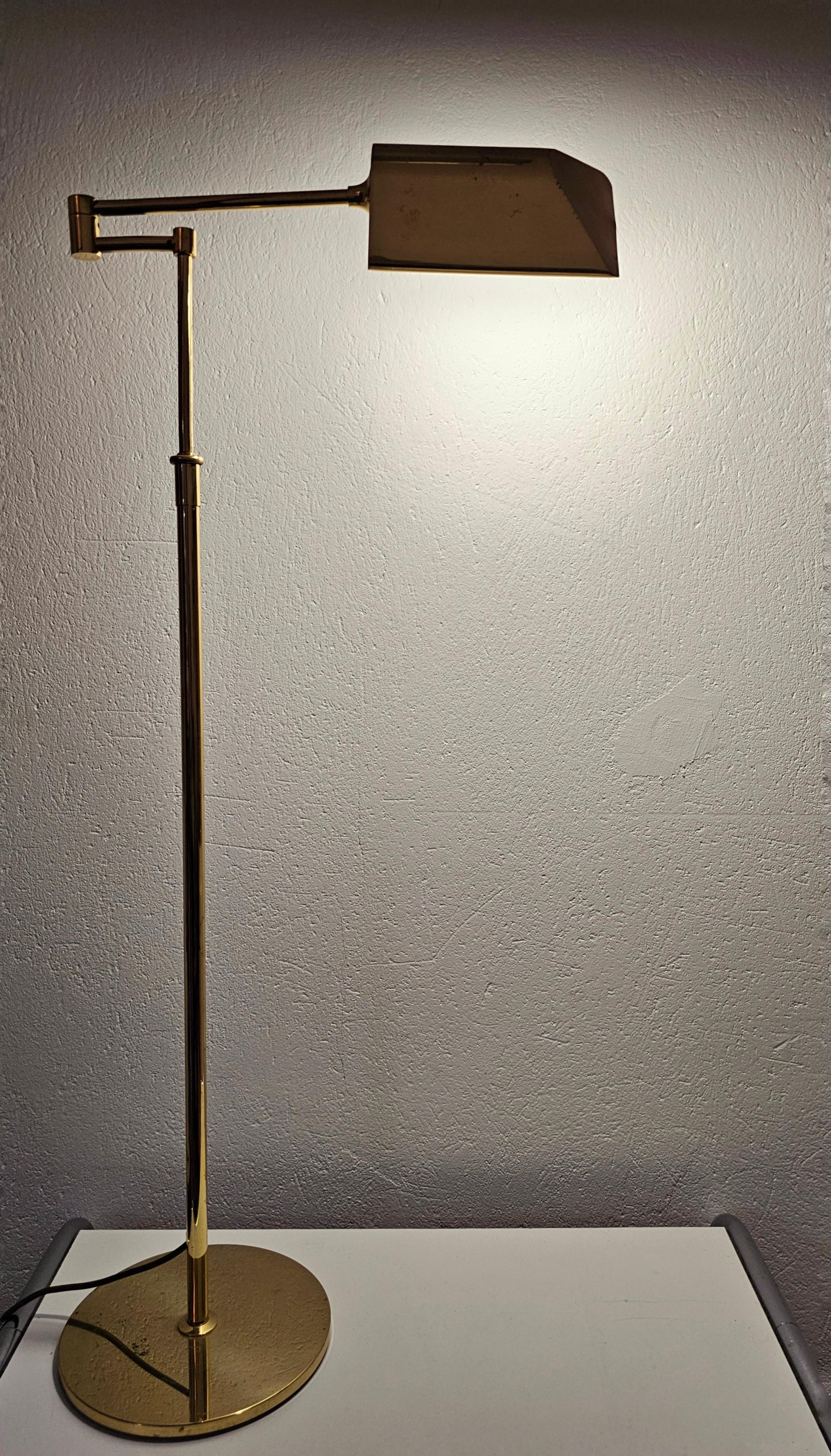 Mid Century Modern Adjustable Swing Arm Floor Lamp done in Brass, Germany 1960s For Sale 2