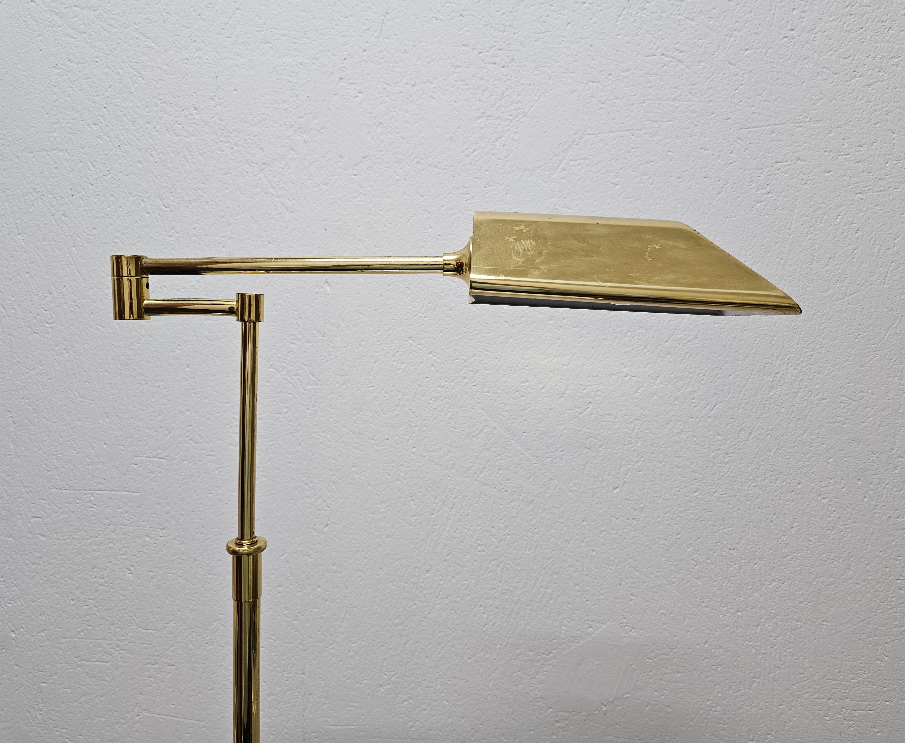 Mid Century Modern Adjustable Swing Arm Floor Lamp done in Brass, Germany 1960s For Sale 4