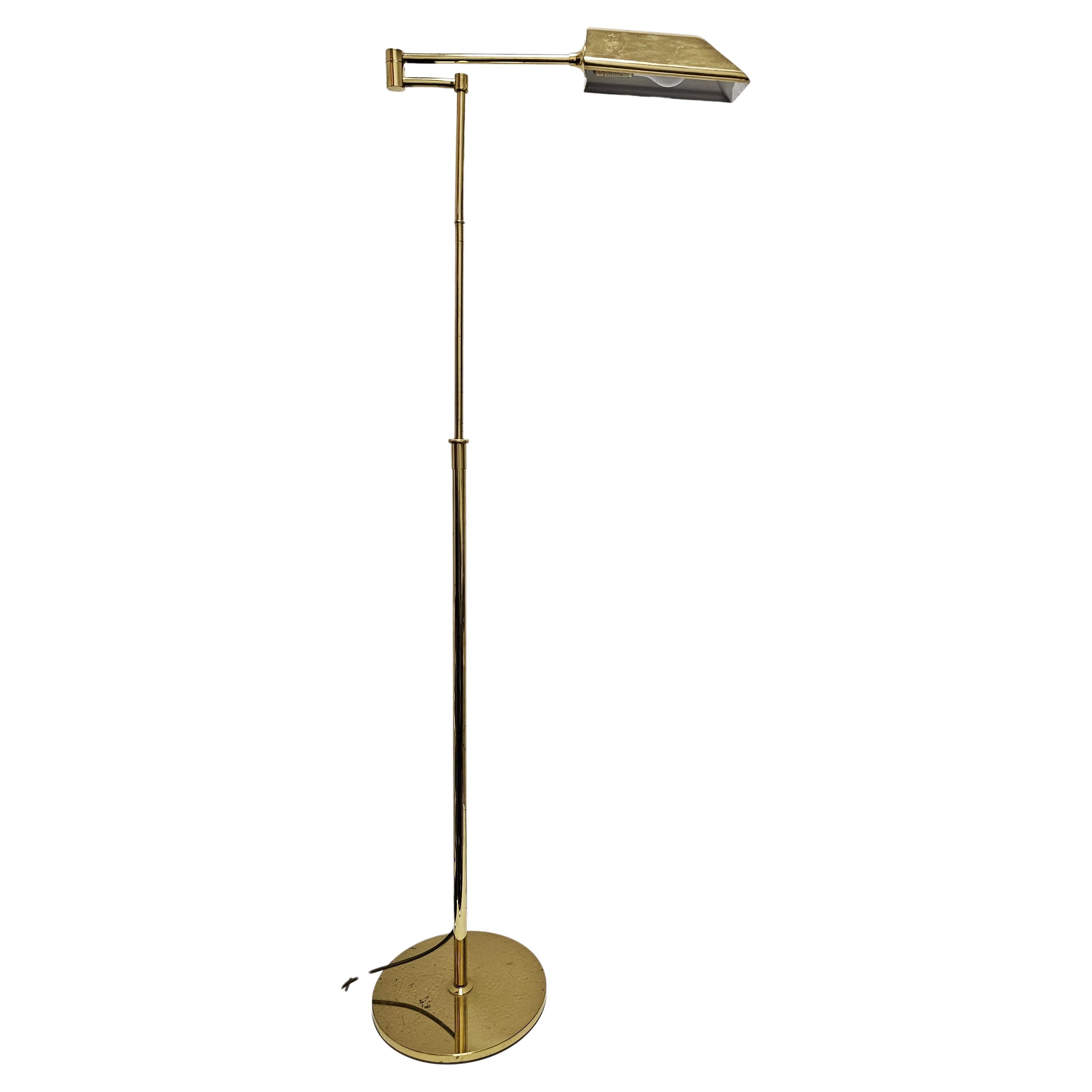 Mid Century Modern Adjustable Swing Arm Floor Lamp done in Brass, Germany 1960s For Sale