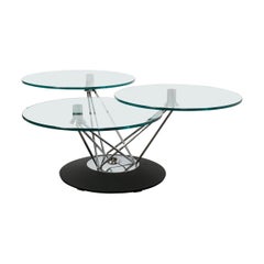 Mid-Century Modern Adjustable Swiveling Three Tier Chrome & Glass Cocktail Table