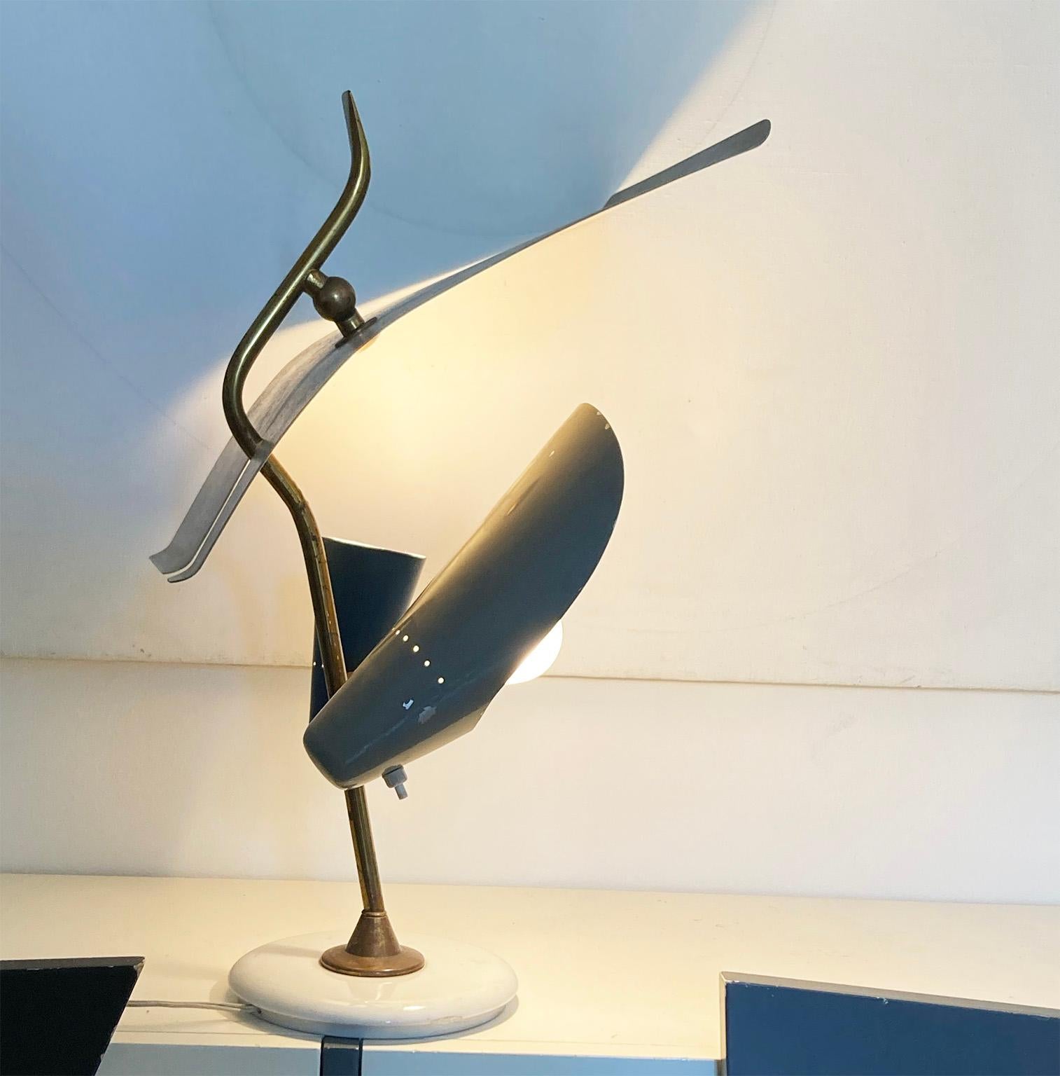 Mid-20th Century Mid-Century Modern Adjustable Very Rare Table Lamp Edited by Lumen, Italy 1950s For Sale