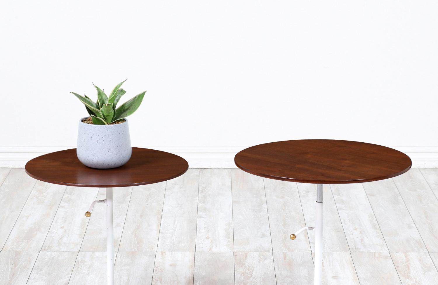 Expertly Restored - Mid-Century Modern Adjustable Side Tables by Thinline In Excellent Condition For Sale In Los Angeles, CA