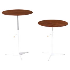 Mid-Century Modern Adjustable Walnut & Metal Side Tables by Thinline