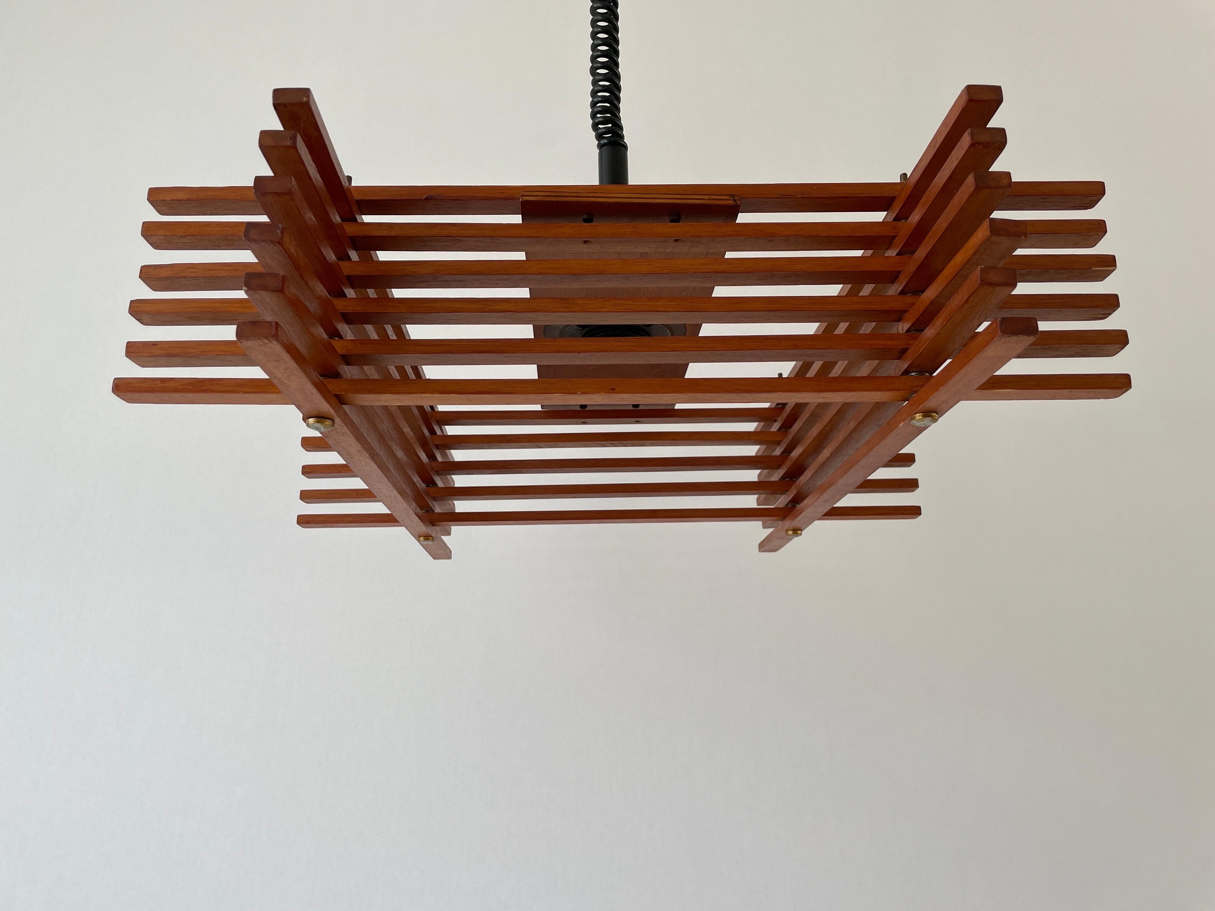 Mid-Century Modern Mid Century Modern Adjustable Wood Large Ceiling Lamp by Esperia, 1960s, Italy For Sale