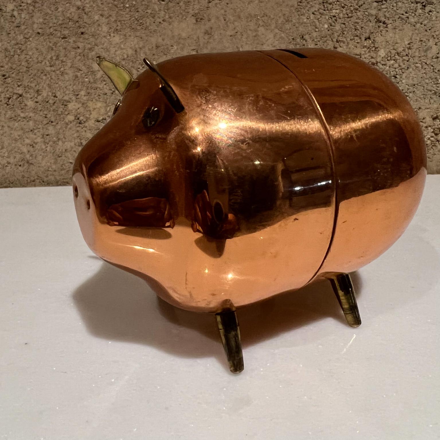 Mid-Century Modern 1970s Modern Cute Piggy Bank Shiny Copper