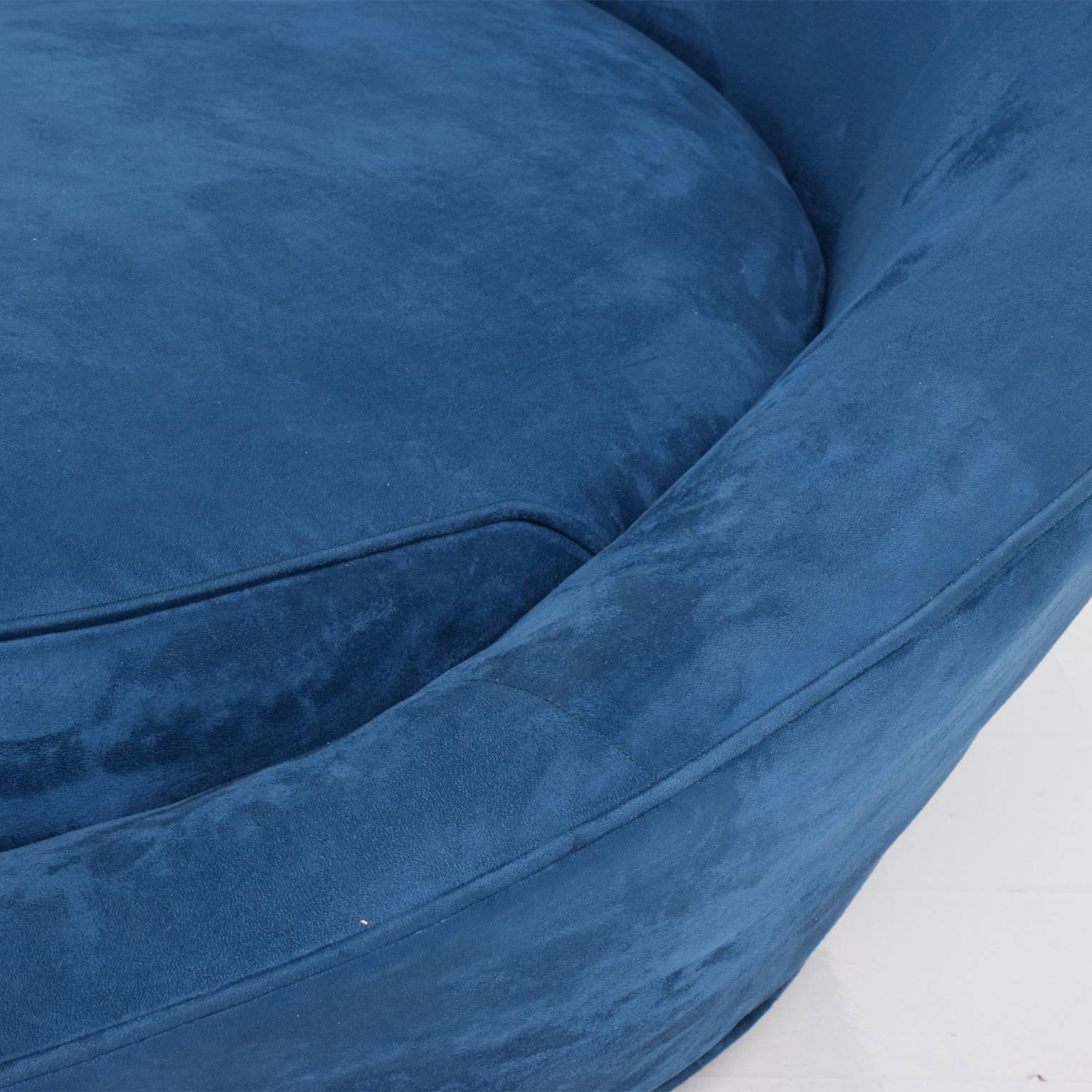 American Mid-Century Modern Adrian Pearsall Large Lounge Chair  Blue Velvet Milo Baughman