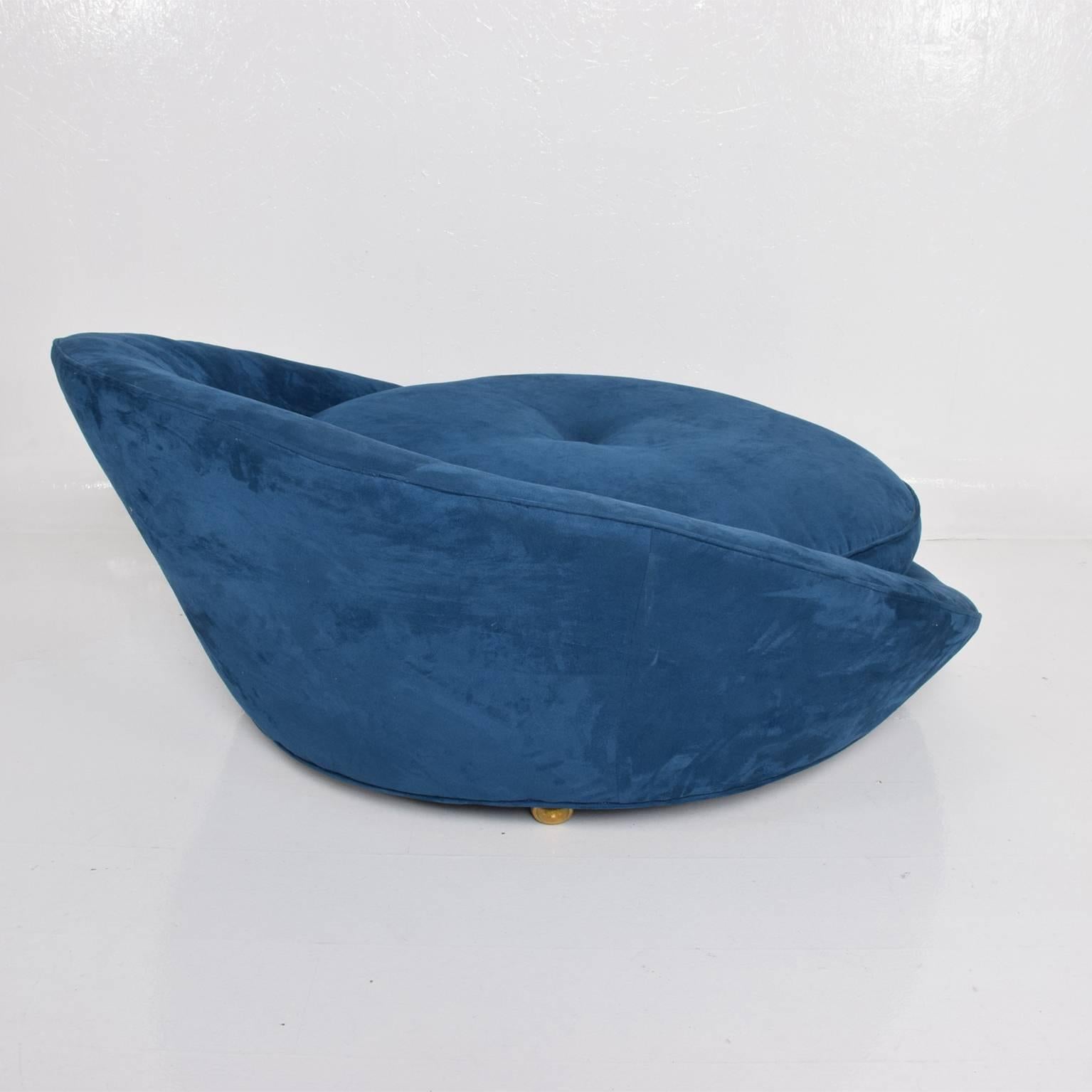 Mid-Century Modern Adrian Pearsall Large Lounge Chair  Blue Velvet Milo Baughman 3