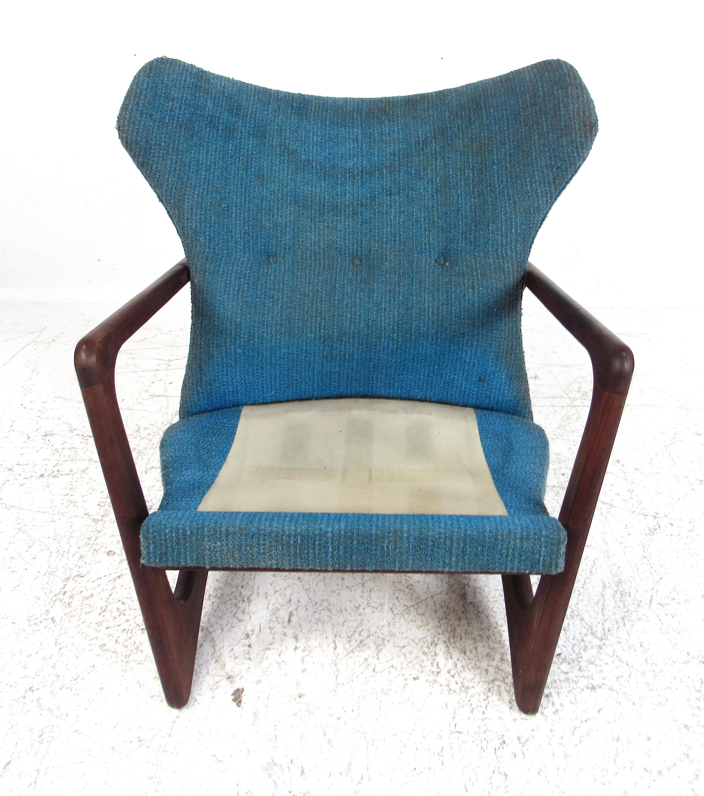 Mid-20th Century Mid-Century Modern Adrian Pearsall 2466-C Wing Back Lounge Chair For Sale