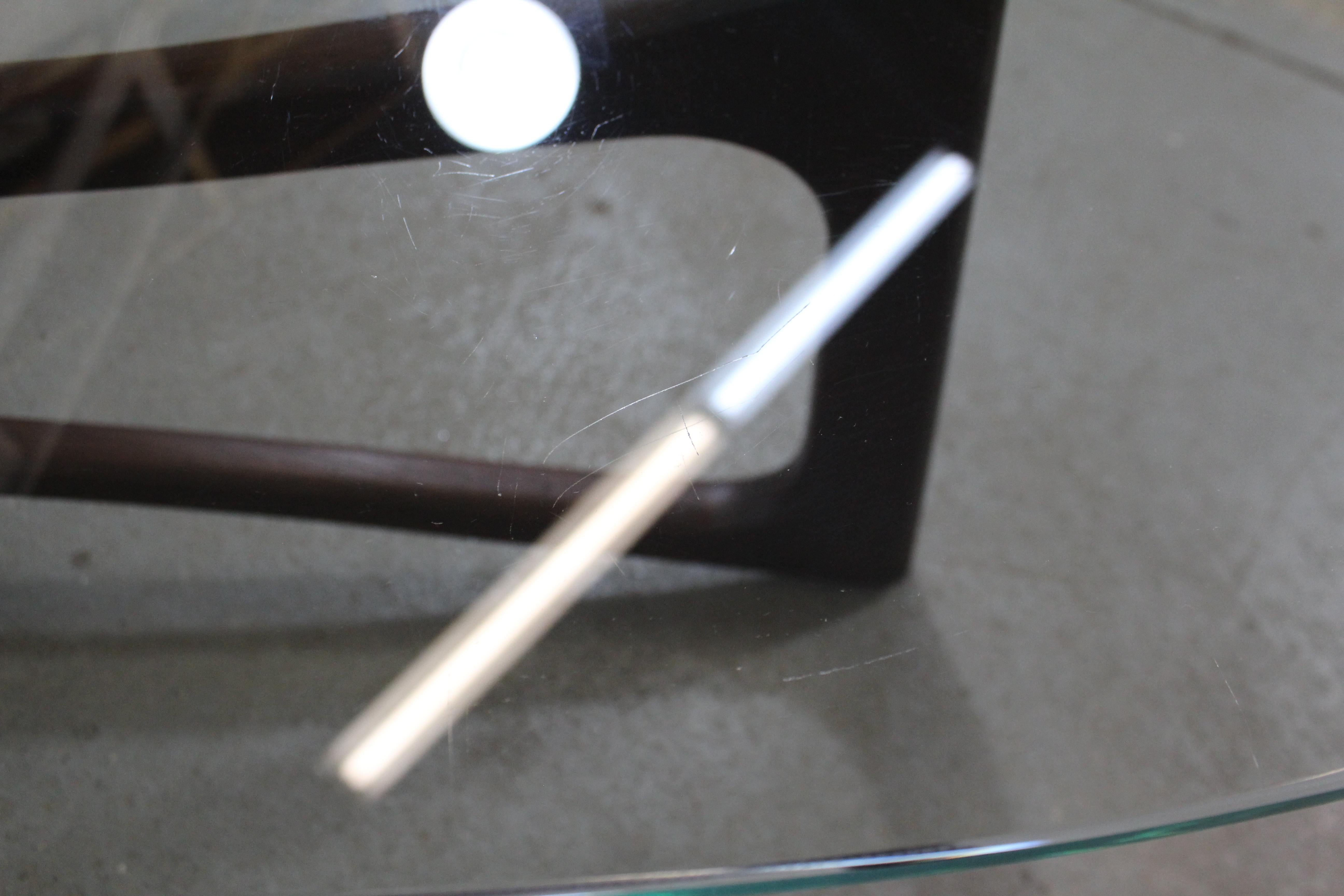 Mid-Century Modern Adrian Pearsall Amorphous Kidney Walnut & Glass Coffee Table 3