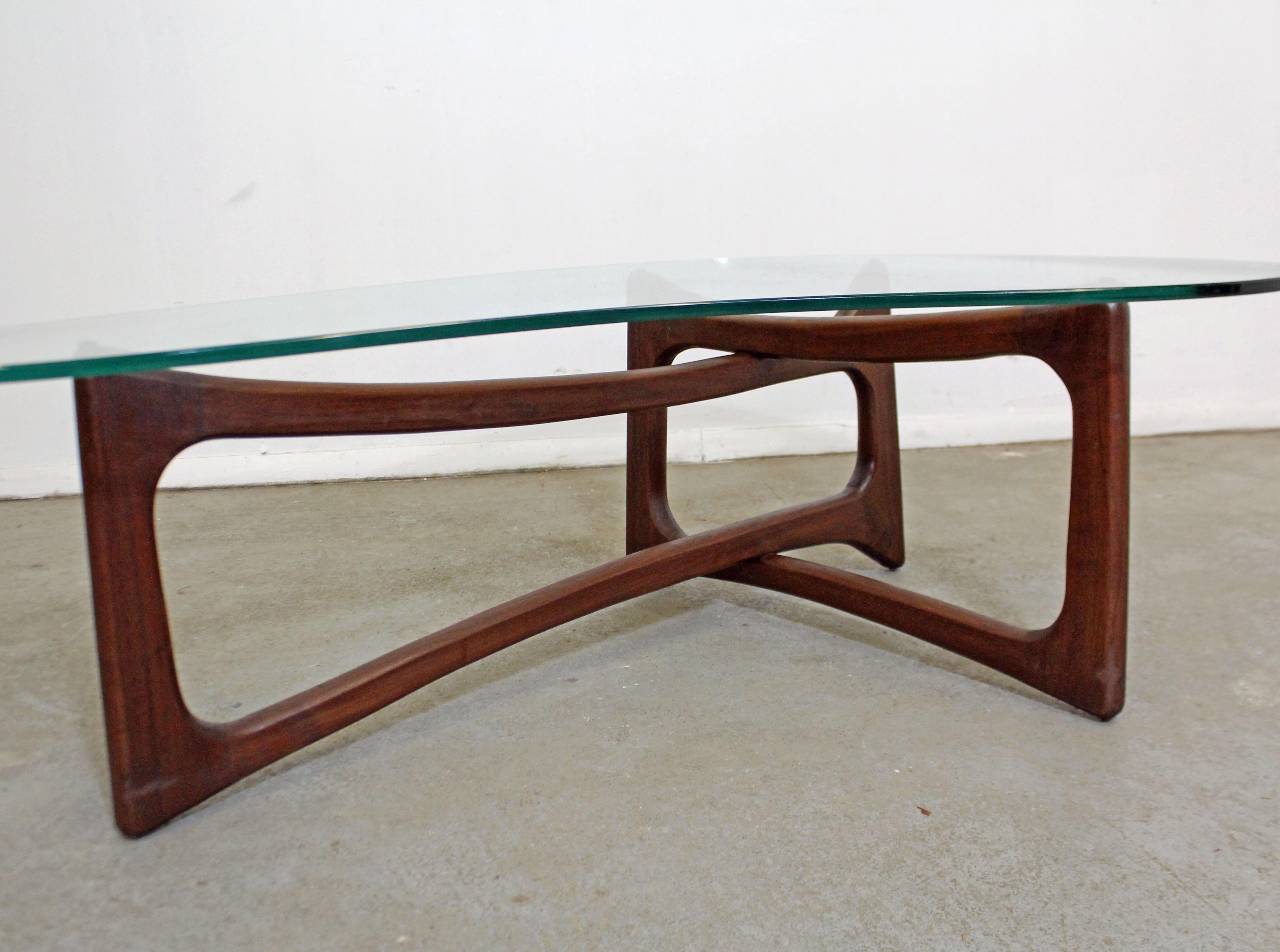 Mid-Century Modern Adrian Pearsall Amorphous Kidney Walnut & Glass Coffee Table In Good Condition In Wilmington, DE