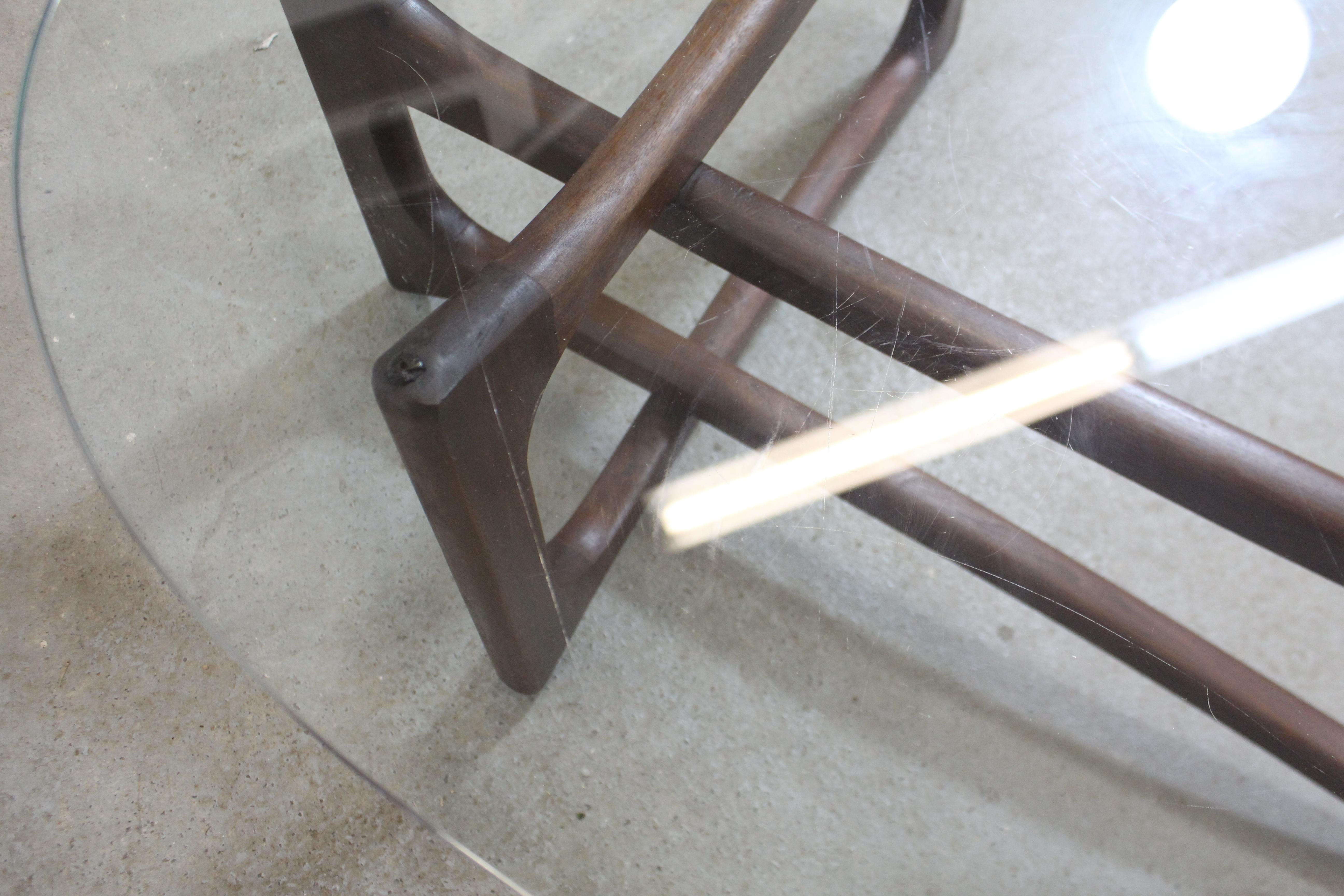 Mid-Century Modern Adrian Pearsall Amorphous Kidney Walnut & Glass Coffee Table 1