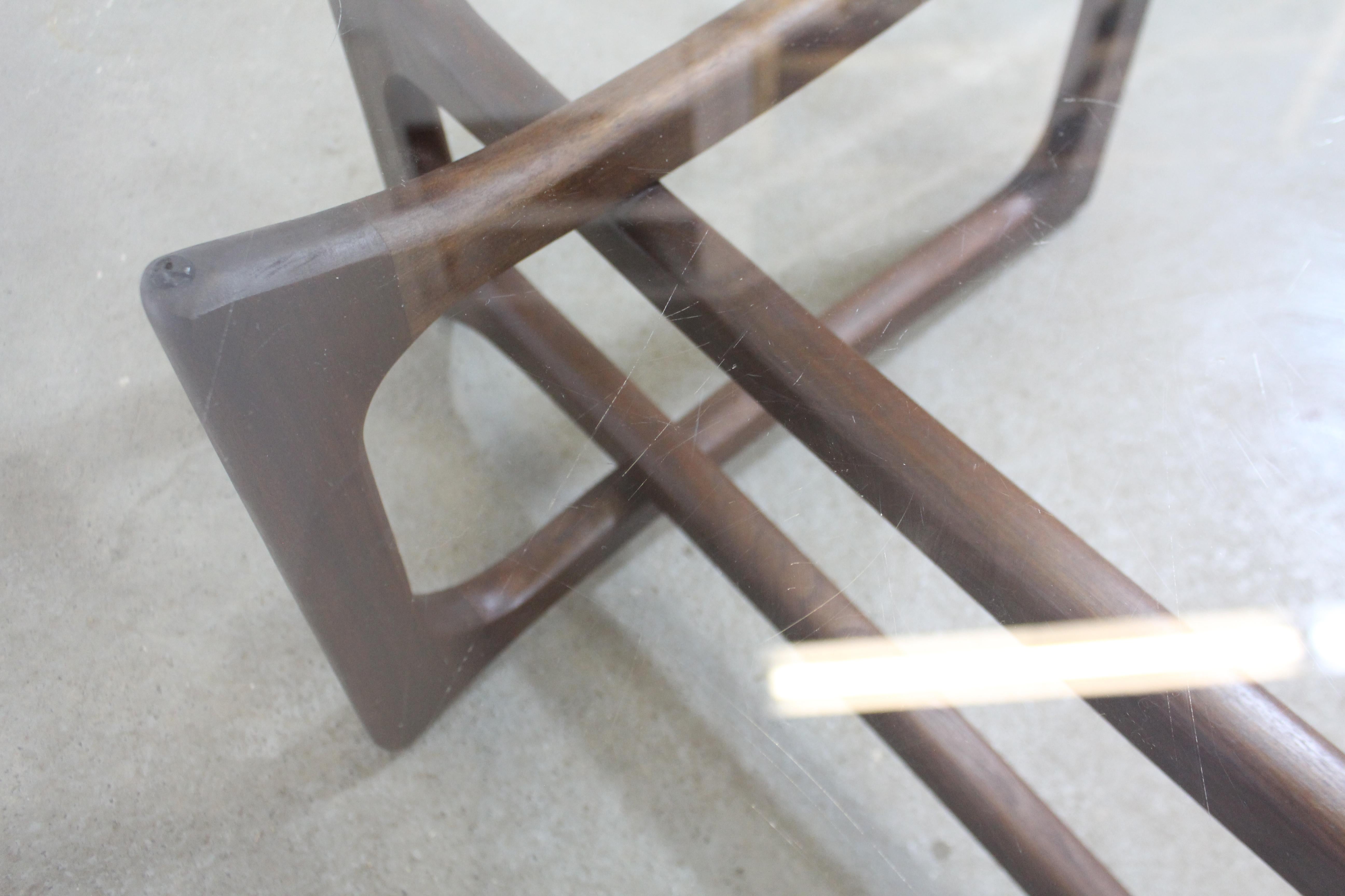Mid-Century Modern Adrian Pearsall Amorphous Kidney Walnut & Glass Coffee Table 2