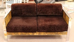 Moderne du milieu du siècle Adrian Pearsall Chrome & Loveseat en liège 1970 Style Baughman