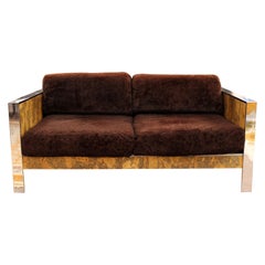 Moderne du milieu du siècle Adrian Pearsall Chrome & Loveseat en liège 1970 Style Baughman
