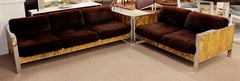 Mid-Century Modern Adrian Pearsall Chrome Cork Sofa Loveseat End Table Set 1970s