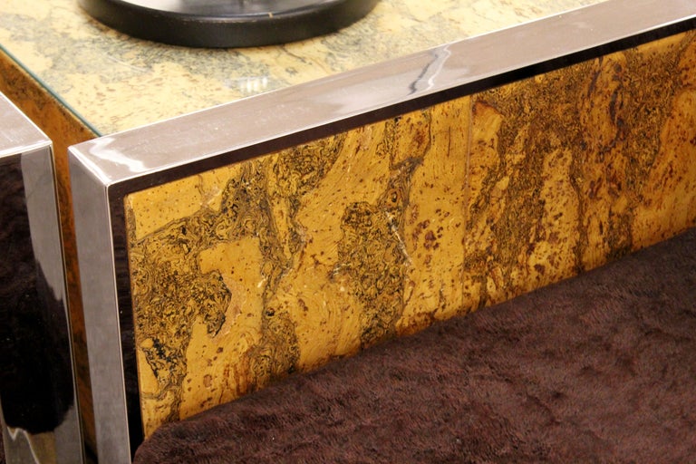 MidCentury Modern Adrian Pearsall Chrome Cork Sofa Velvet 1970s