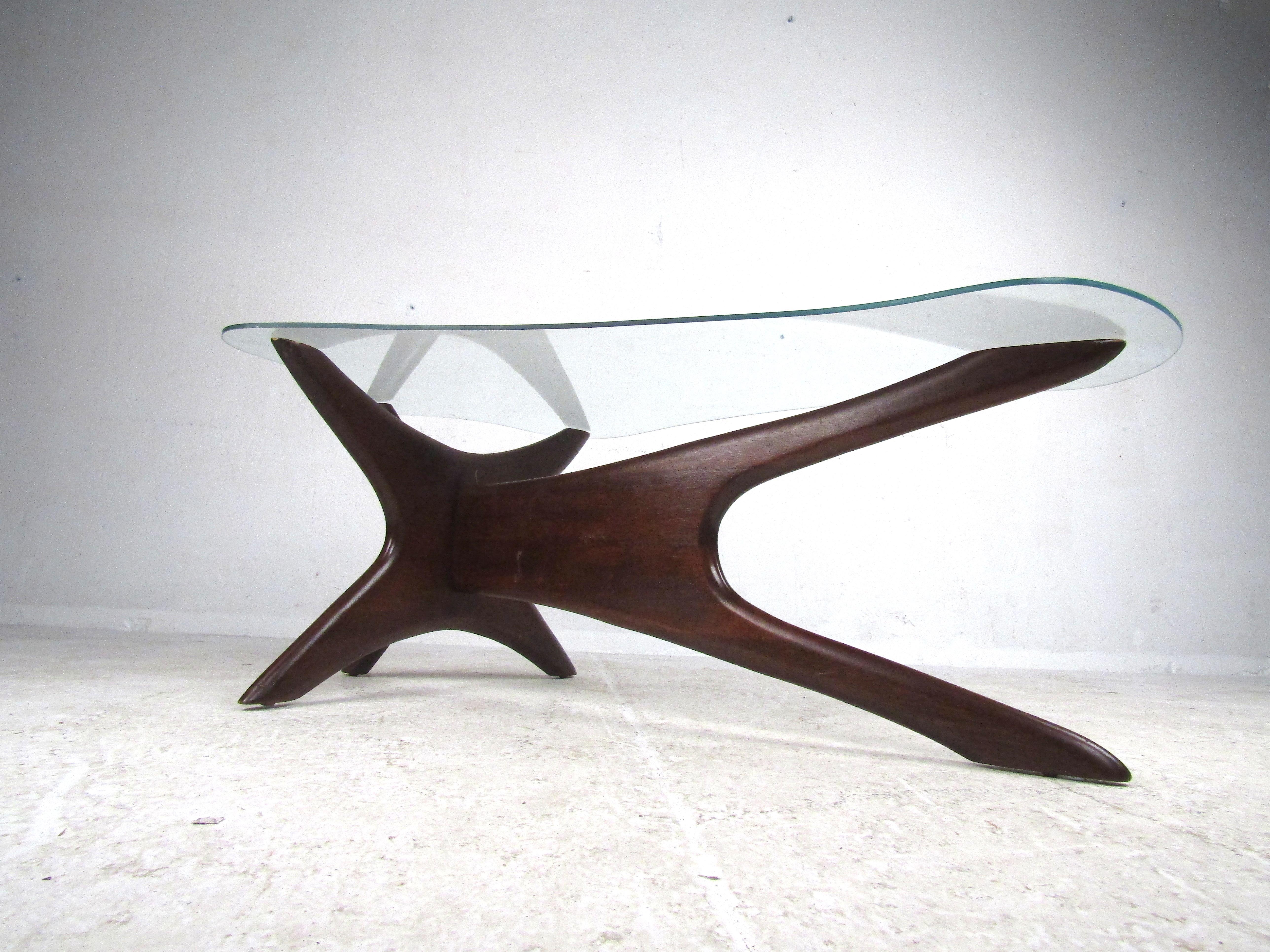 American Mid-Century Modern Adrian Pearsall Coffee Table with Shaped Glass