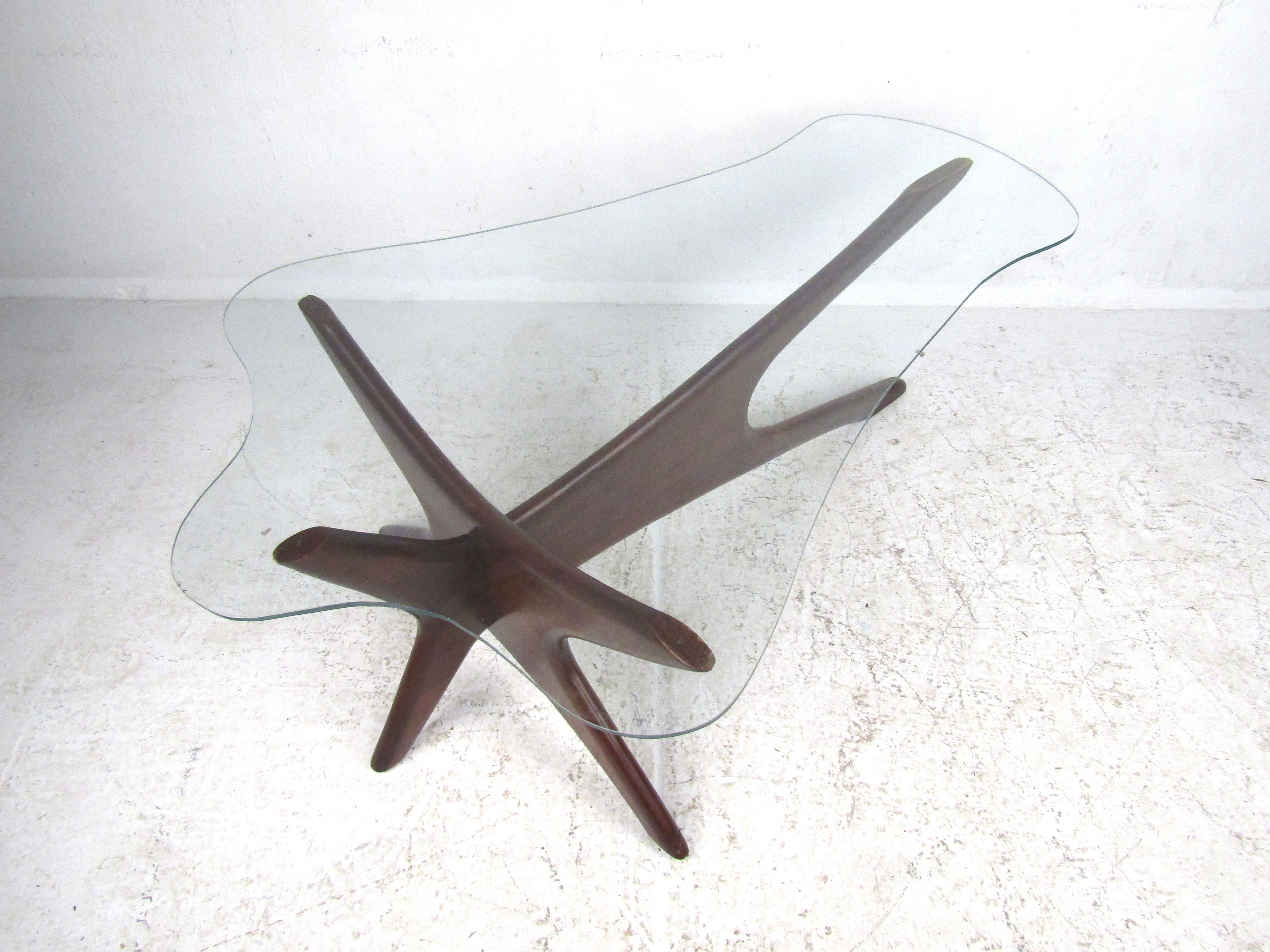 Mid-Century Modern Adrian Pearsall Coffee Table with Shaped Glass 1
