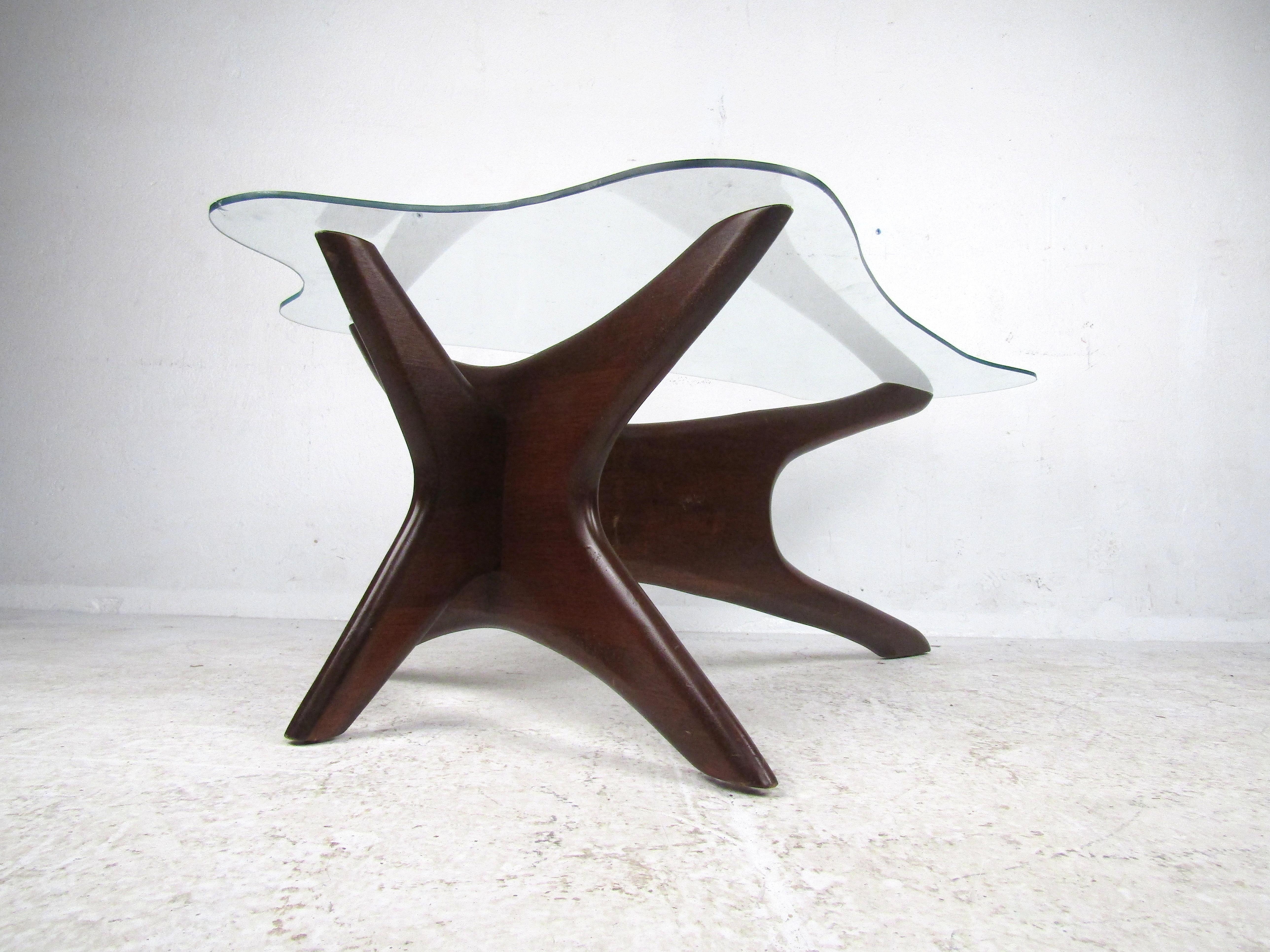 Mid-Century Modern Adrian Pearsall Coffee Table with Shaped Glass 2
