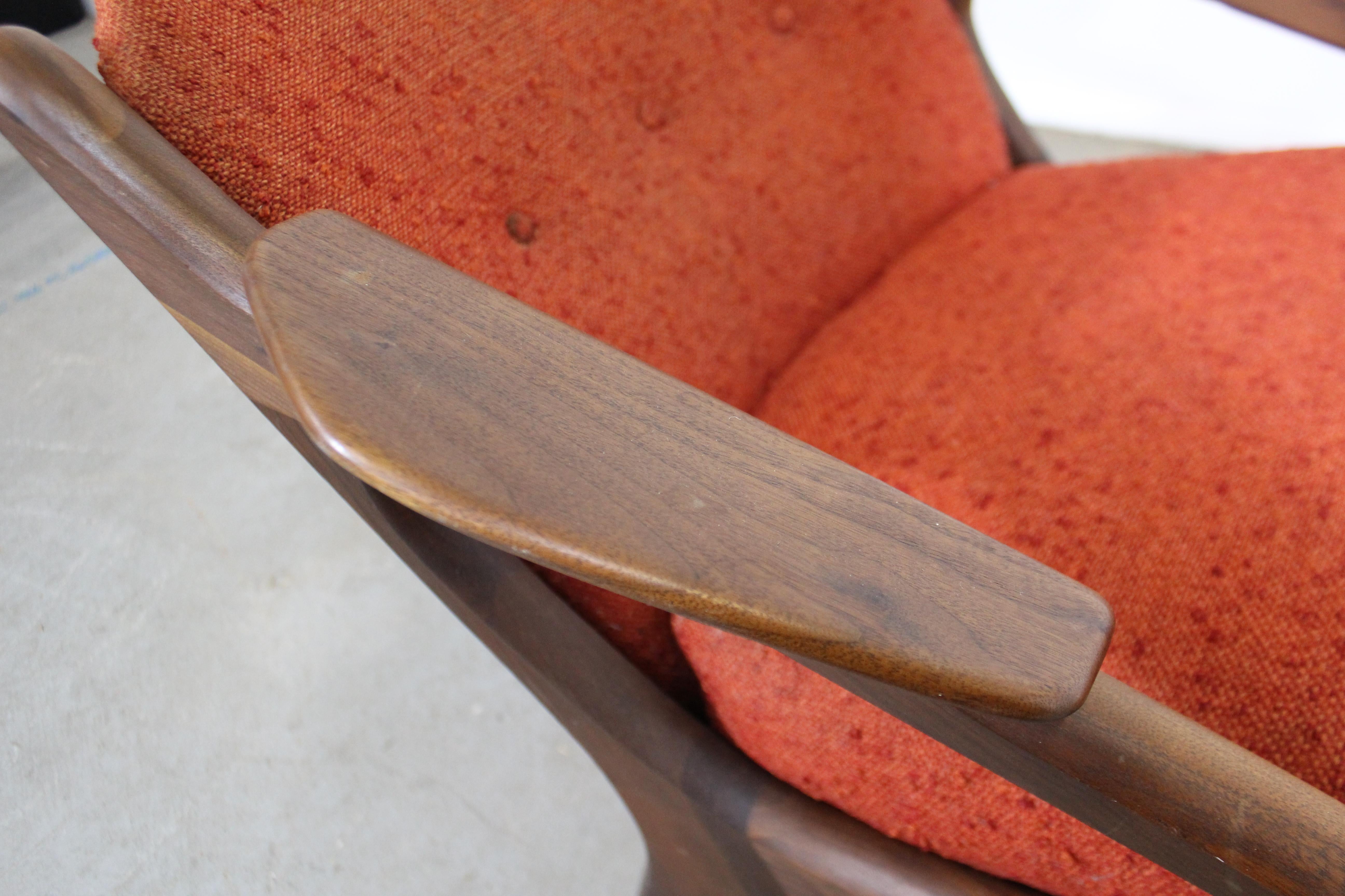 Mid-Century Modern Adrian Pearsall Craft Associates Walnut Lounge Chair In Fair Condition In Wilmington, DE