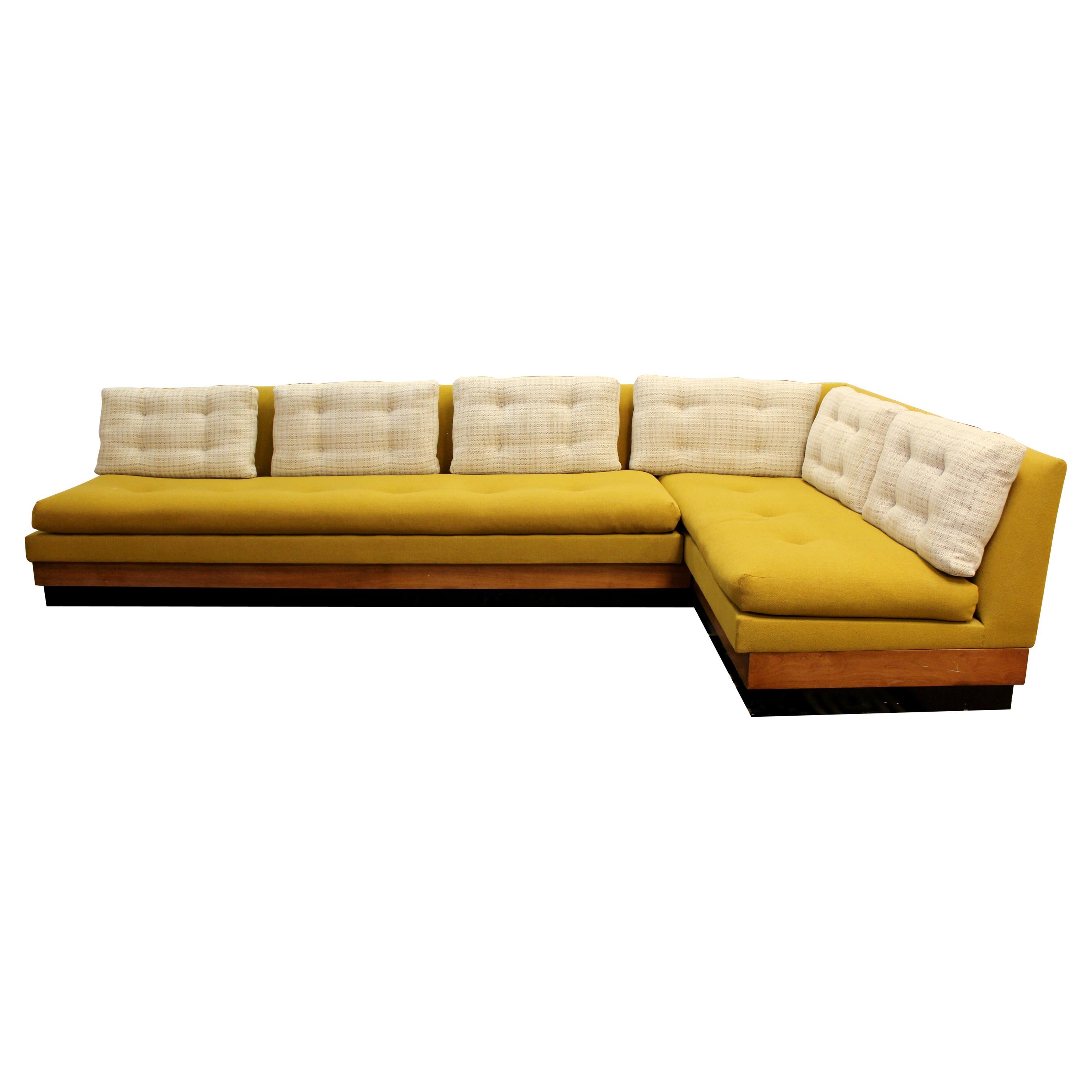 Mid-Century Modern Adrian Pearsall Craft Plinth Base 2 Pc Sectional Sofa, 1960s