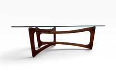 Mid-Century Modern Adrian Pearsall Glass Top Walnut Coffee Table