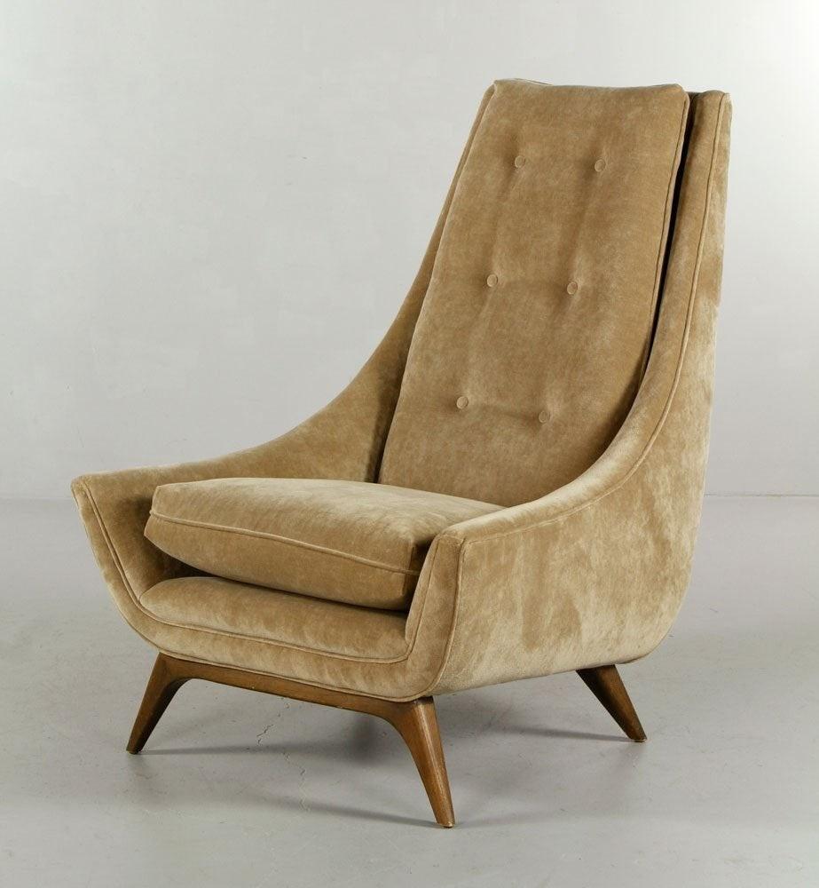 high back mid century modern chair