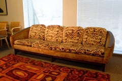 Mid-Century Modern Adrian Pearsall & Jack Lenor Larsen Fabric Wood Framed Sofa