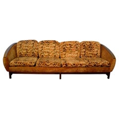 Mid-Century Modern Adrian Pearsall & Jack Lenor Larsen Fabric Wood Framed Sofa