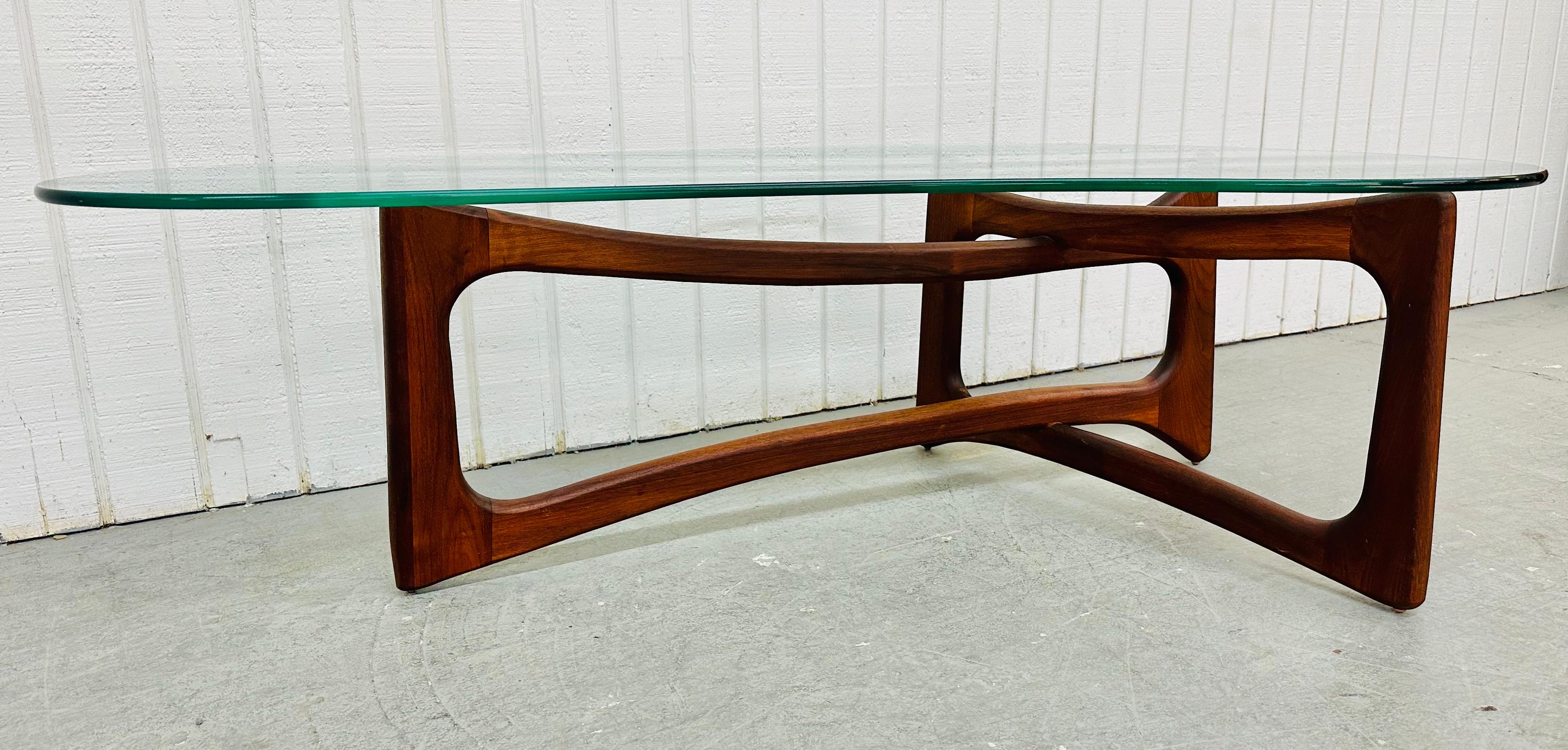 American Mid-Century Modern Adrian Pearsall Kidney Shaped Glass Walnut Coffee Table