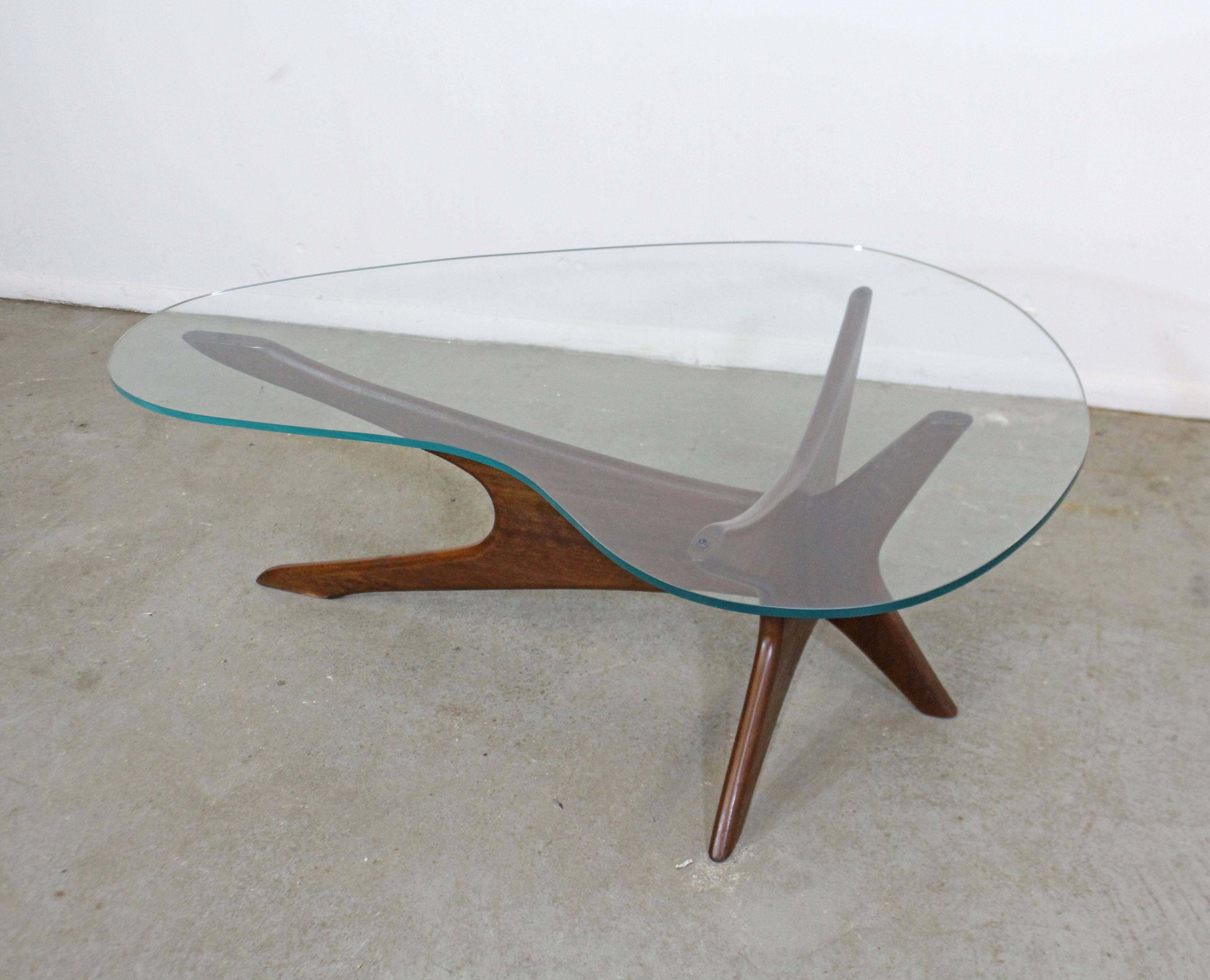 American Mid-Century Modern Adrian Pearsall Kidney Walnut and Glass Coffee Table