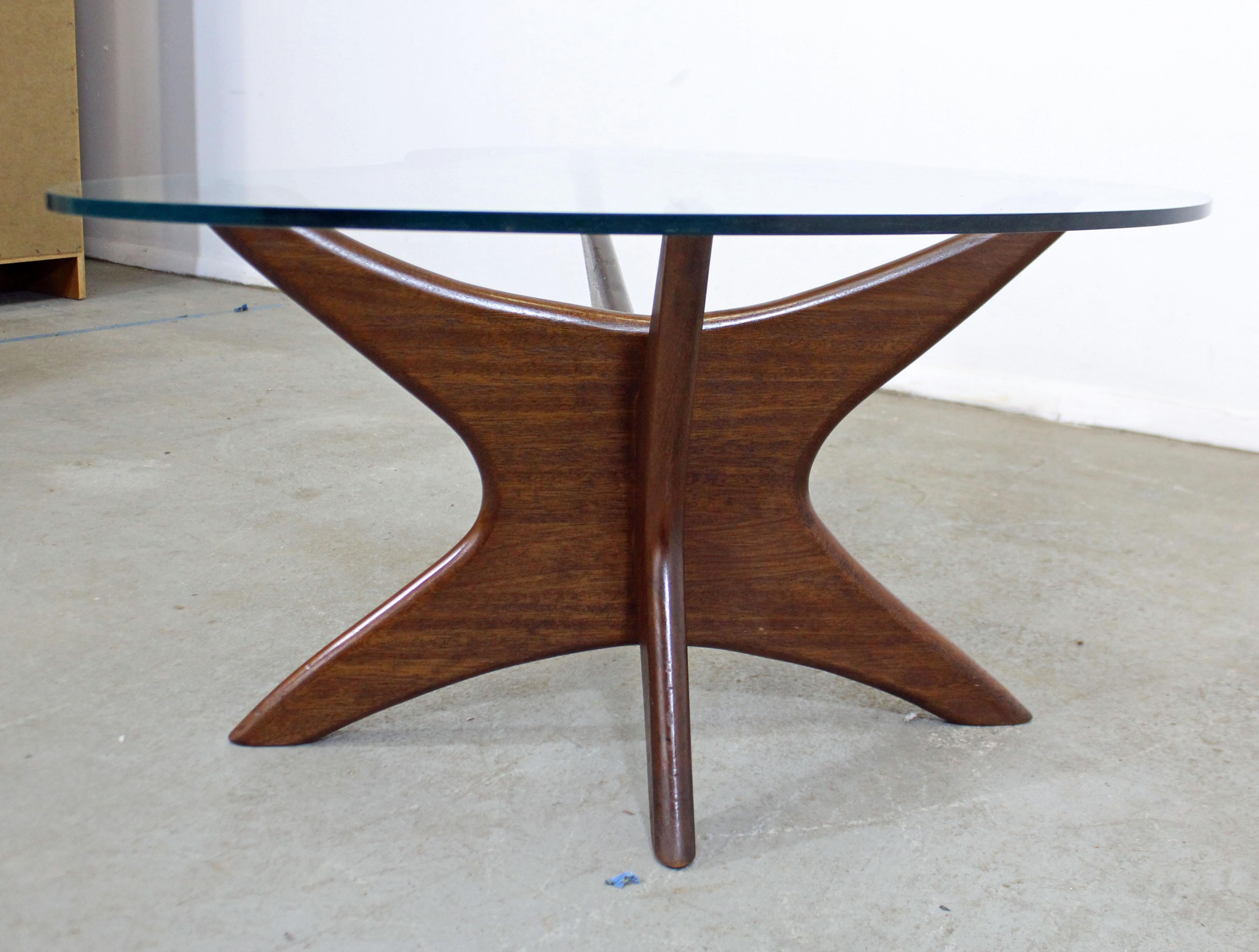 Mid-Century Modern Adrian Pearsall Kidney Walnut and Glass Coffee Table In Good Condition In Wilmington, DE