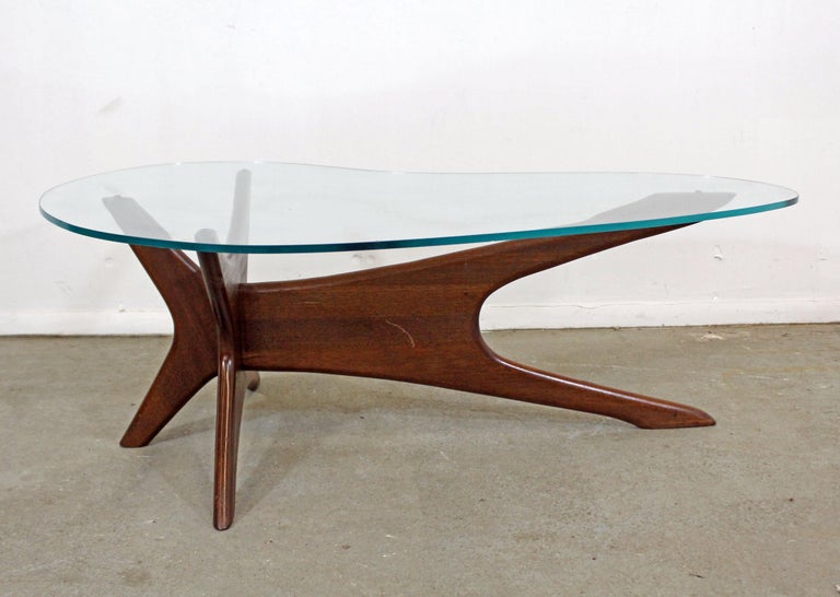 MidCentury Modern Adrian Pearsall Kidney Walnut and Glass Coffee Table