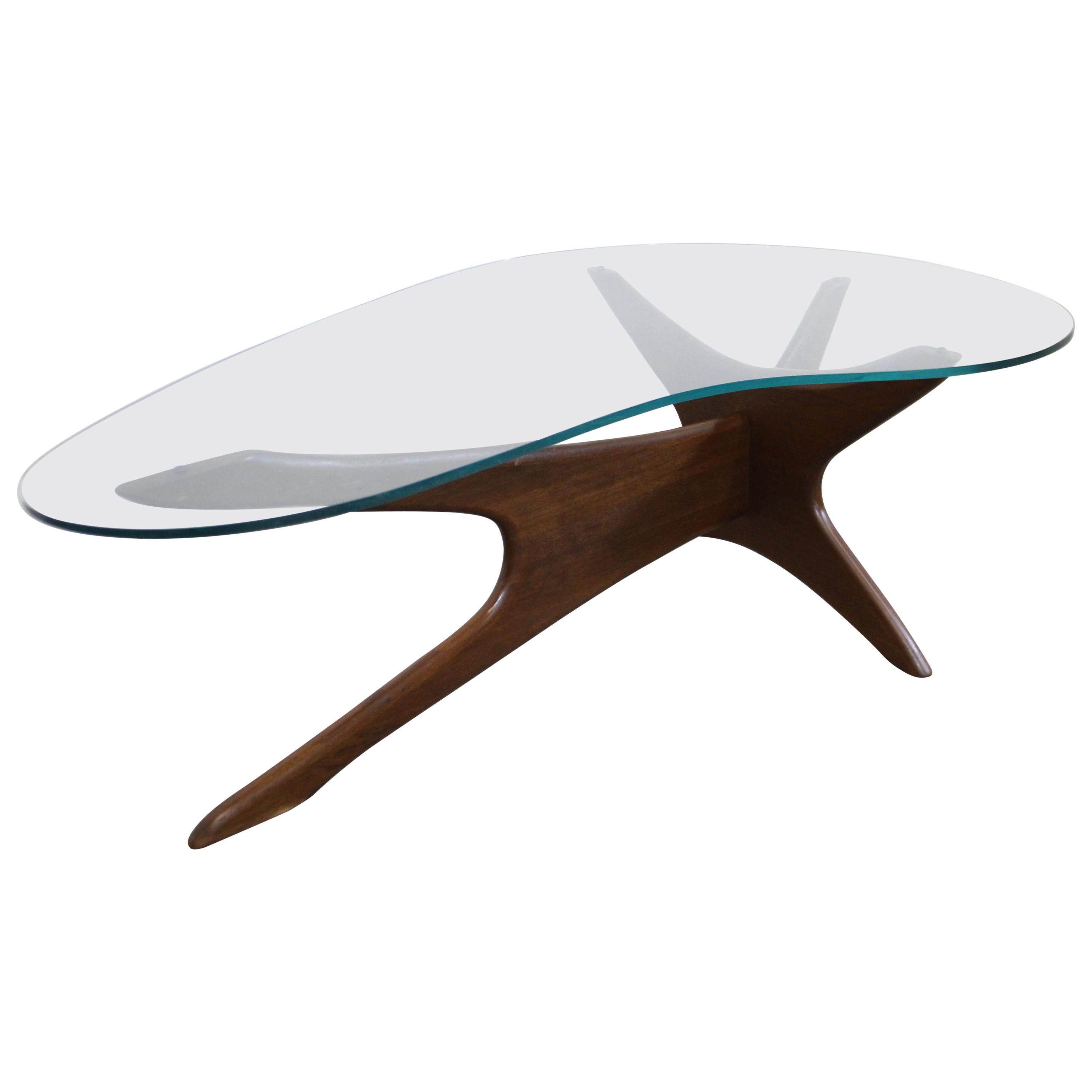 Mid-Century Modern Adrian Pearsall Kidney Walnut and Glass Coffee Table