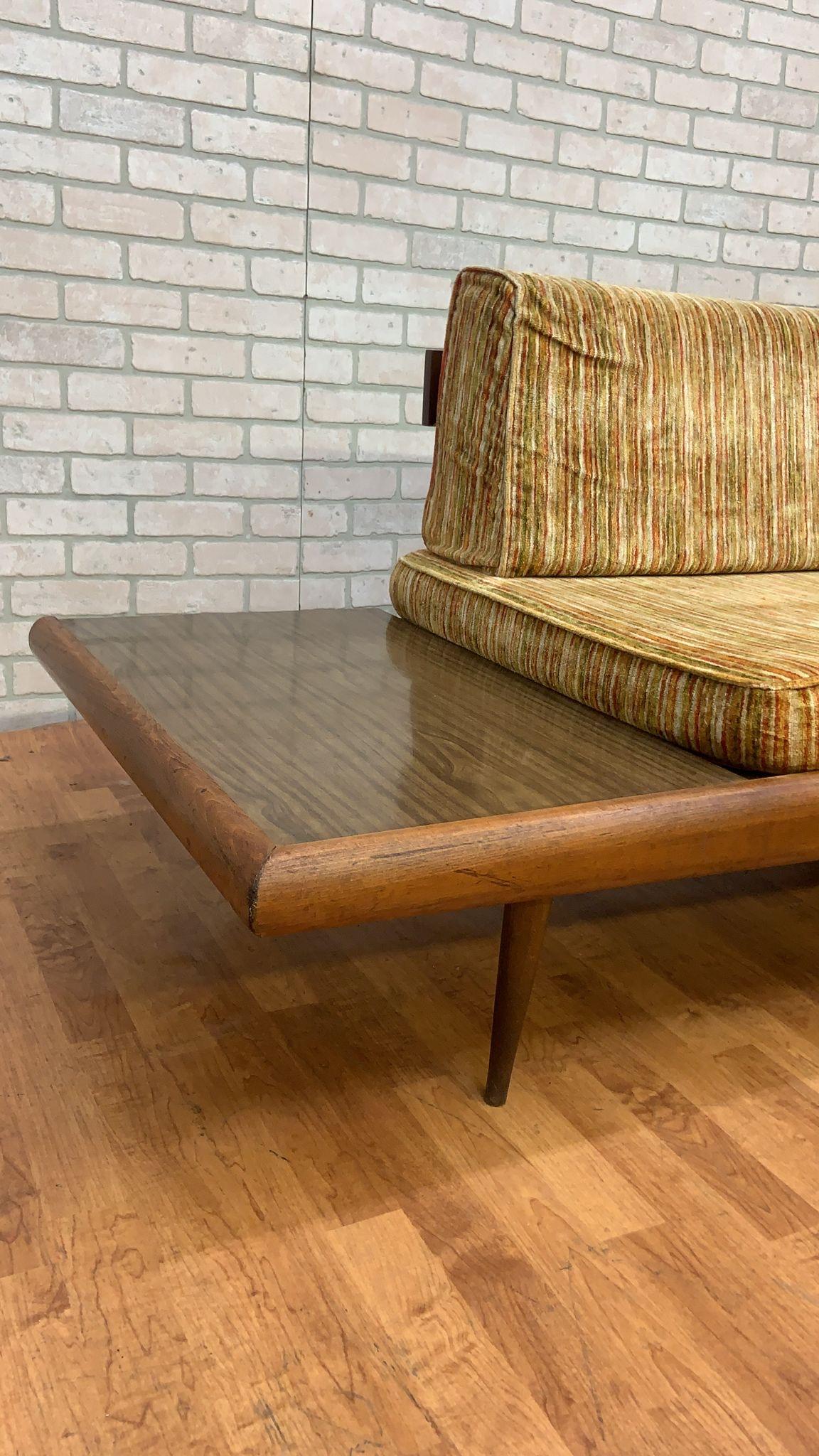 Mid Century Modern Adrian Pearsall Oak Daybed Sofa with Floating End Tables For Sale 3